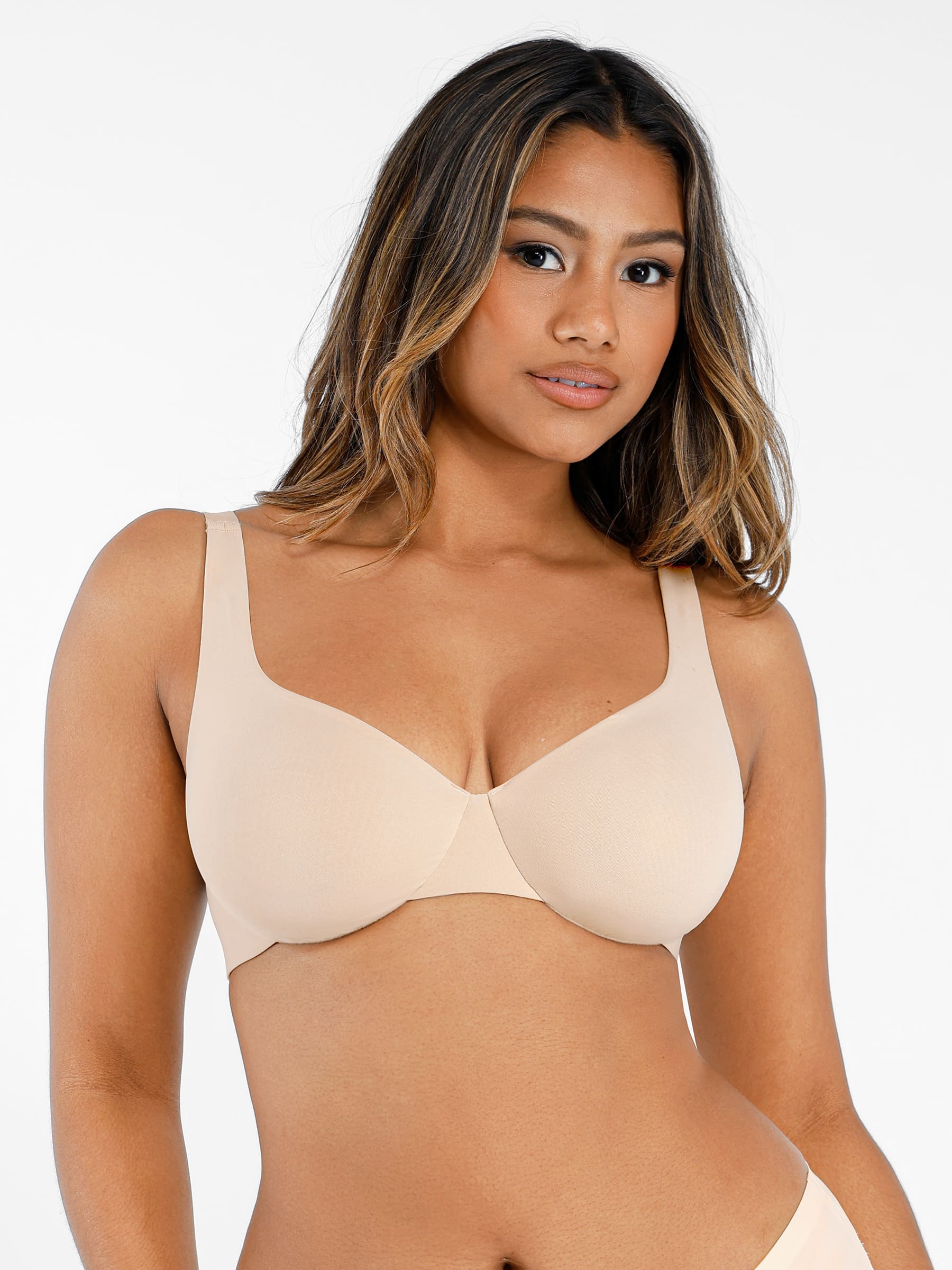 Feelingirl Underwire Adjustable Deep V-neck Bra