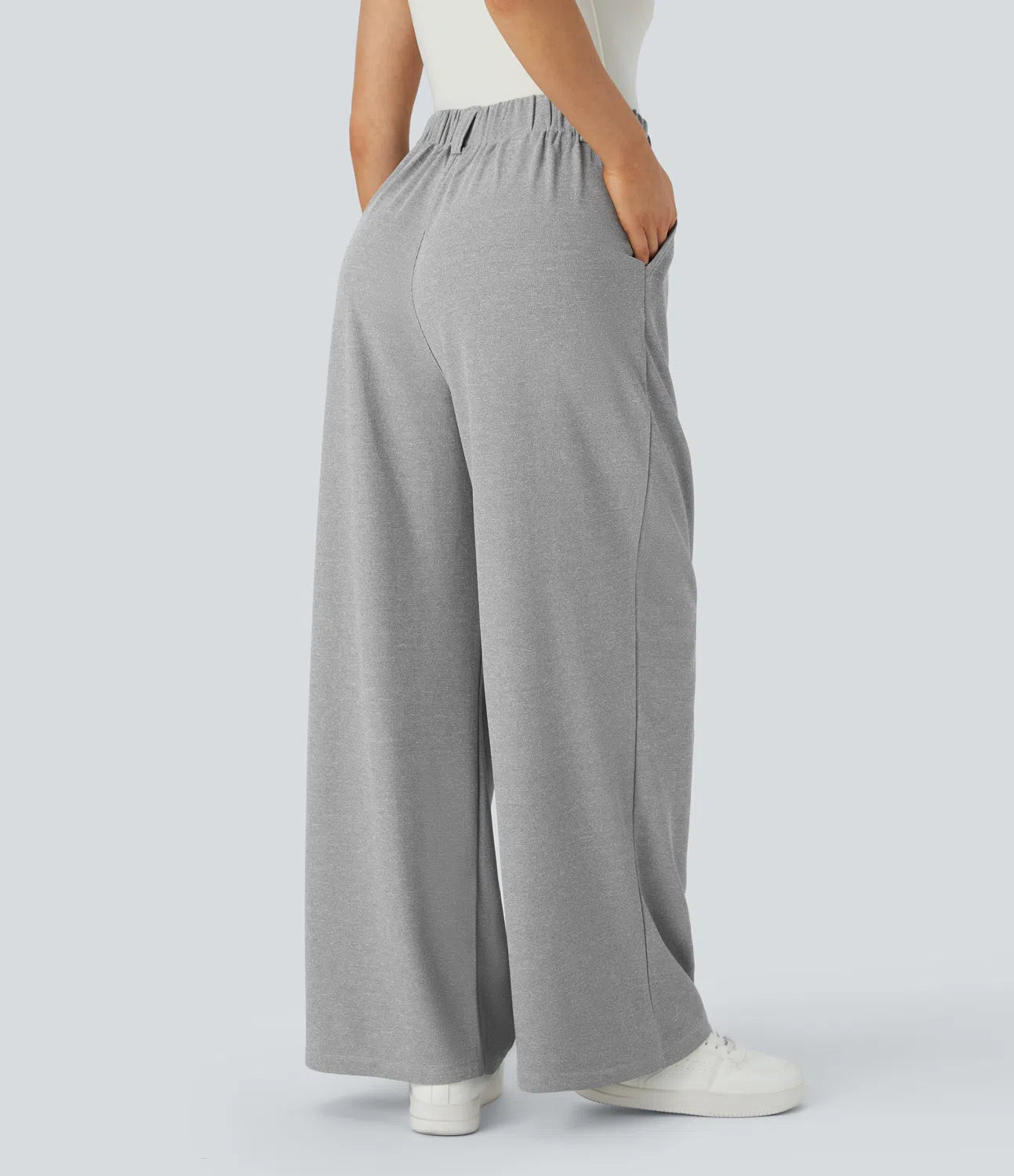 Embossed Wide-Leg Tailored Pants – High-Waist Fit