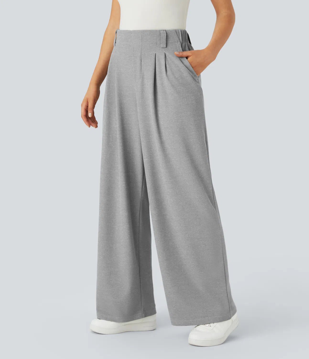 Embossed Wide-Leg Tailored Pants – High-Waist Fit