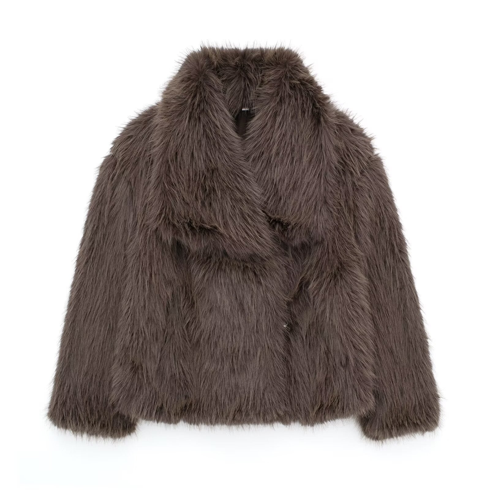 Plush Faux-Fur Jacket – Oversized Collar, Luxe Soft Touch