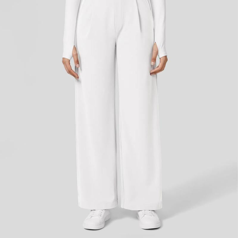 Flex High Waisted Plicated Side Pocket Straight Leg Work Pants