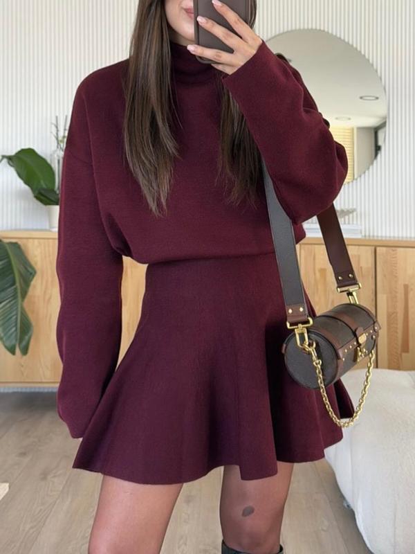 Mock-Neck Knit Sweater Dress – Effortless Cozy Chic