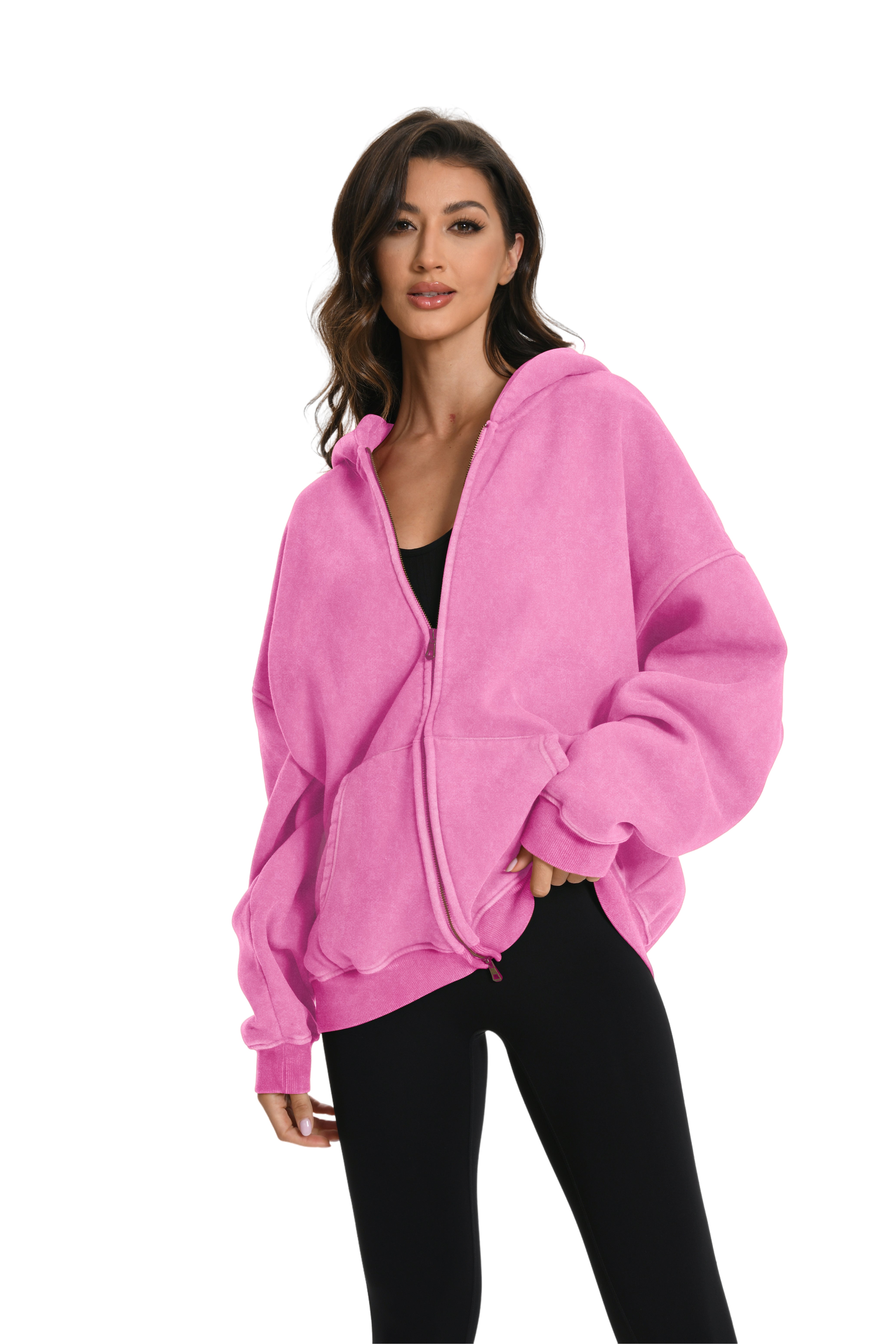 Double Zip Oversized Acid Wash Hoodie – Heavyweight Comfort, Everyday Edge