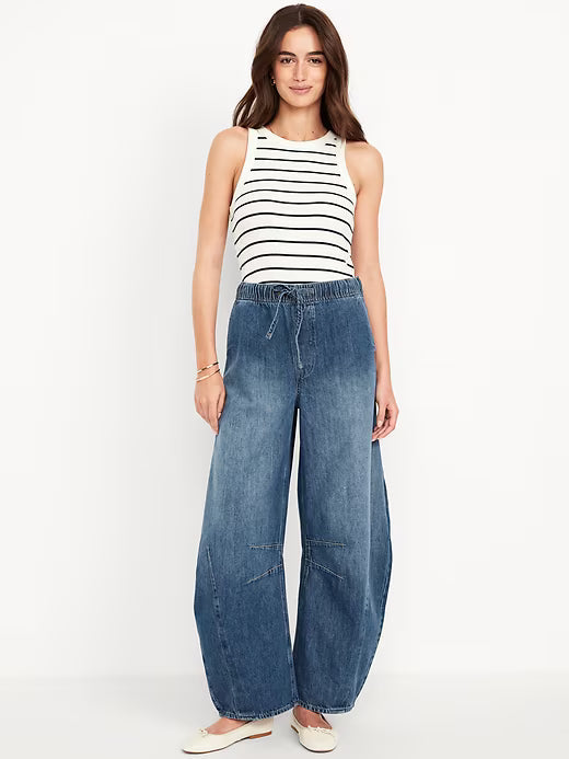 High-Waist Barrel Jeans – Relaxed Balloon Fit
