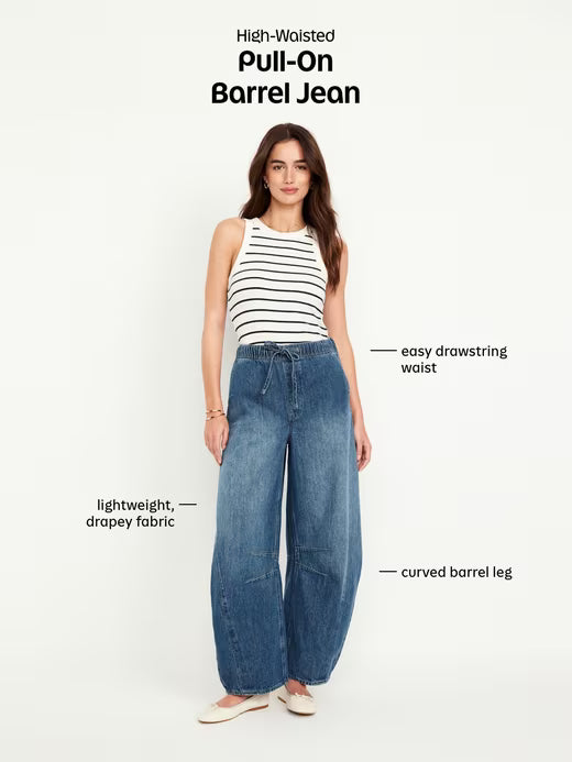 High-Waist Barrel Jeans – Relaxed Balloon Fit