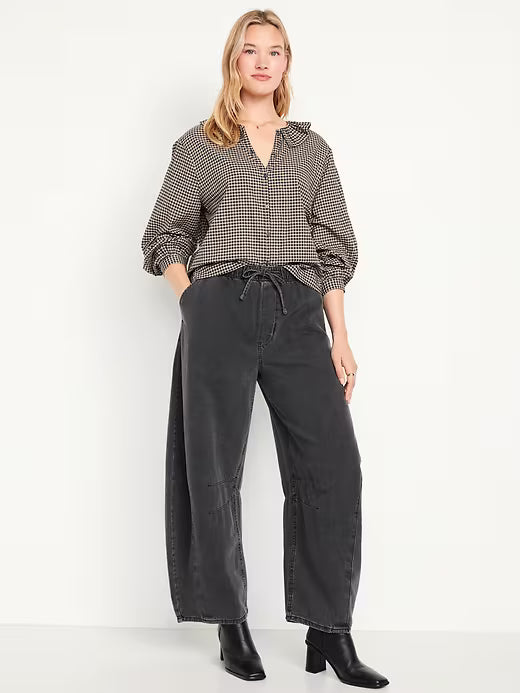 High-Waist Barrel Jeans – Relaxed Balloon Fit