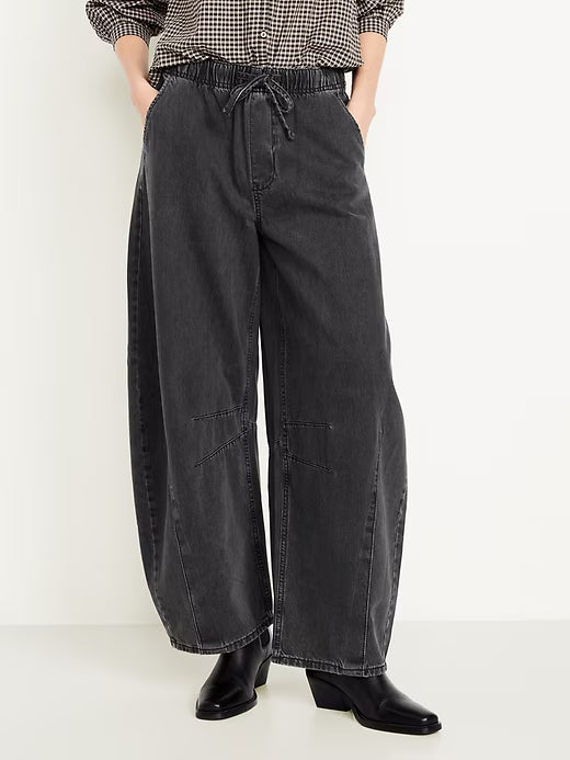 High-Waist Barrel Jeans – Relaxed Balloon Fit