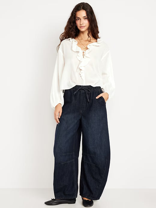 High-Waist Barrel Jeans – Relaxed Balloon Fit