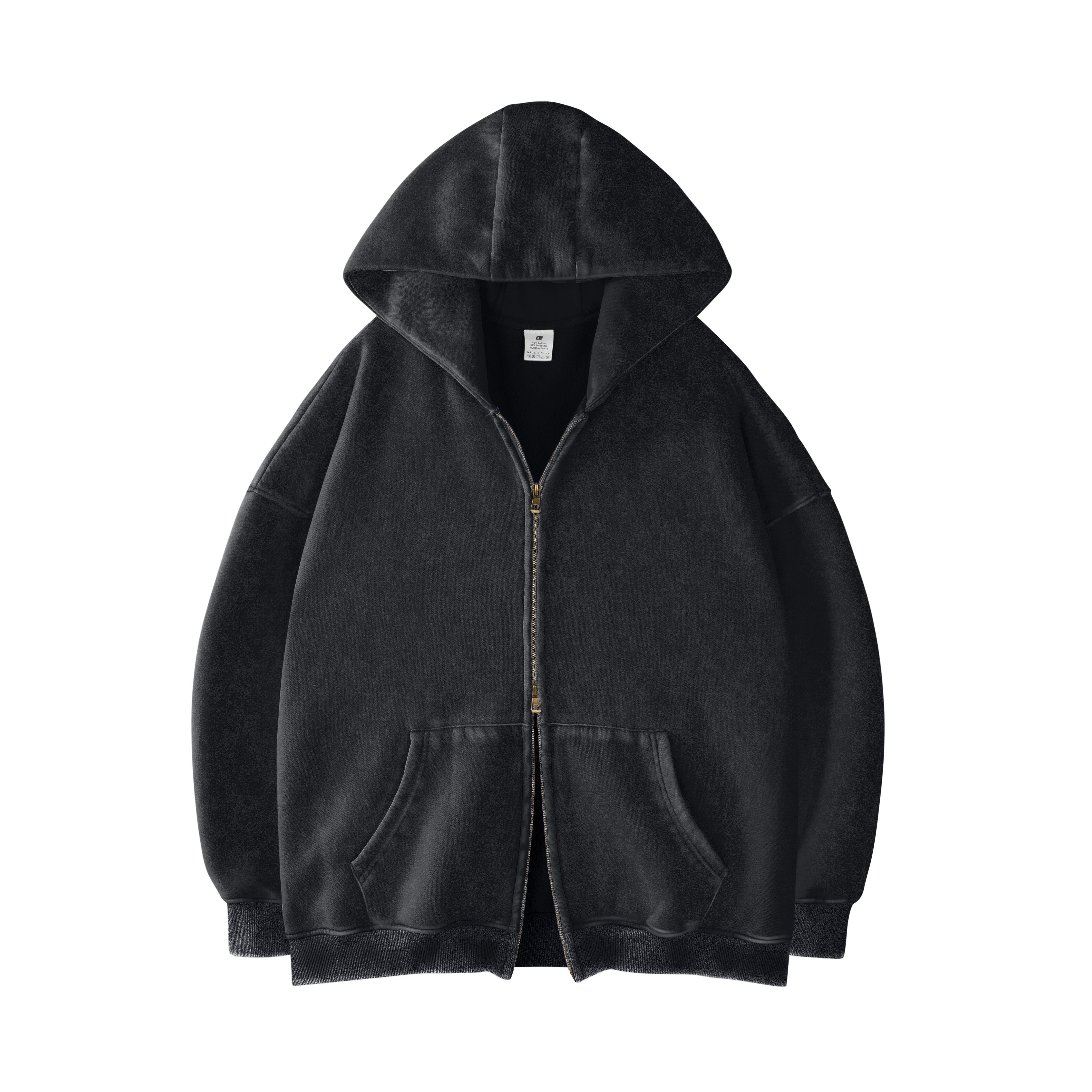 Double Zip Oversized Acid Wash Hoodie – Heavyweight Comfort, Everyday Edge