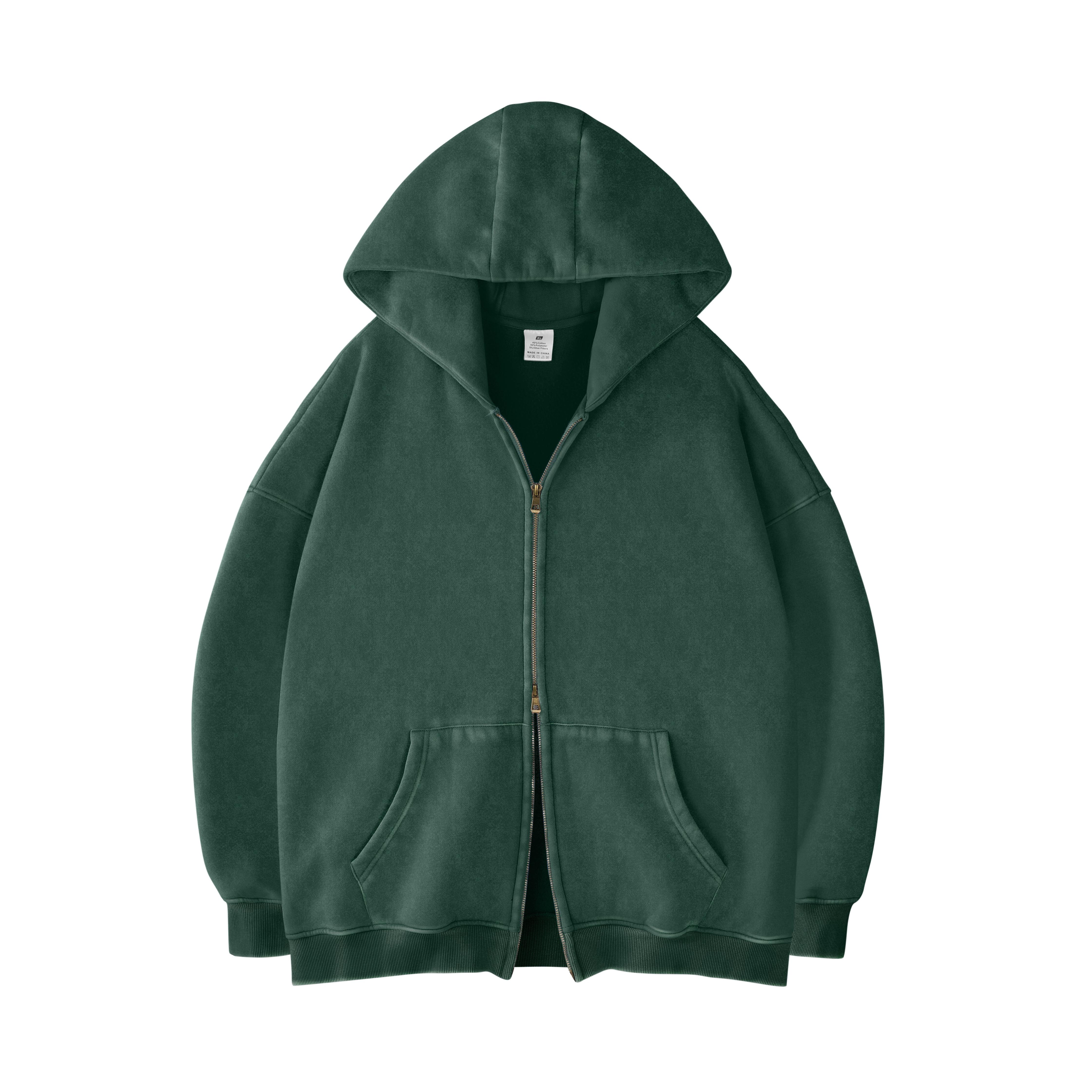 Double Zip Oversized Acid Wash Hoodie – Heavyweight Comfort, Everyday Edge