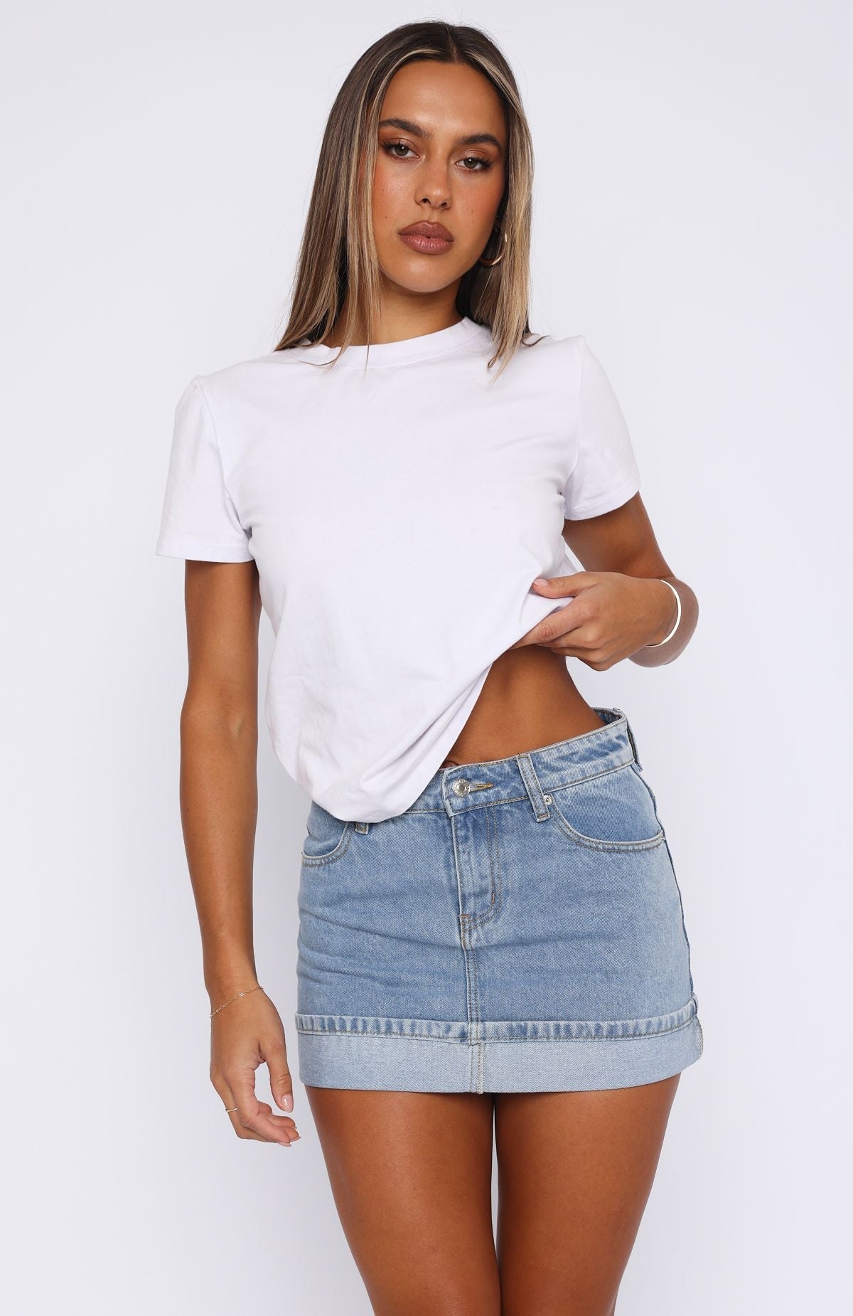 Charlotte Denim Mini Skirt Tan Wash