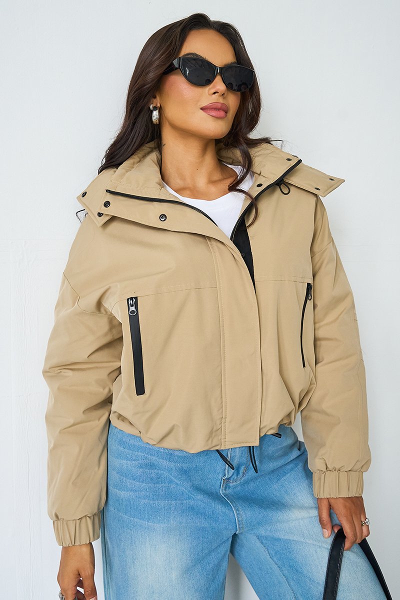 Hooded Zip-Up Trench – Stand Collar & Toggle Fit