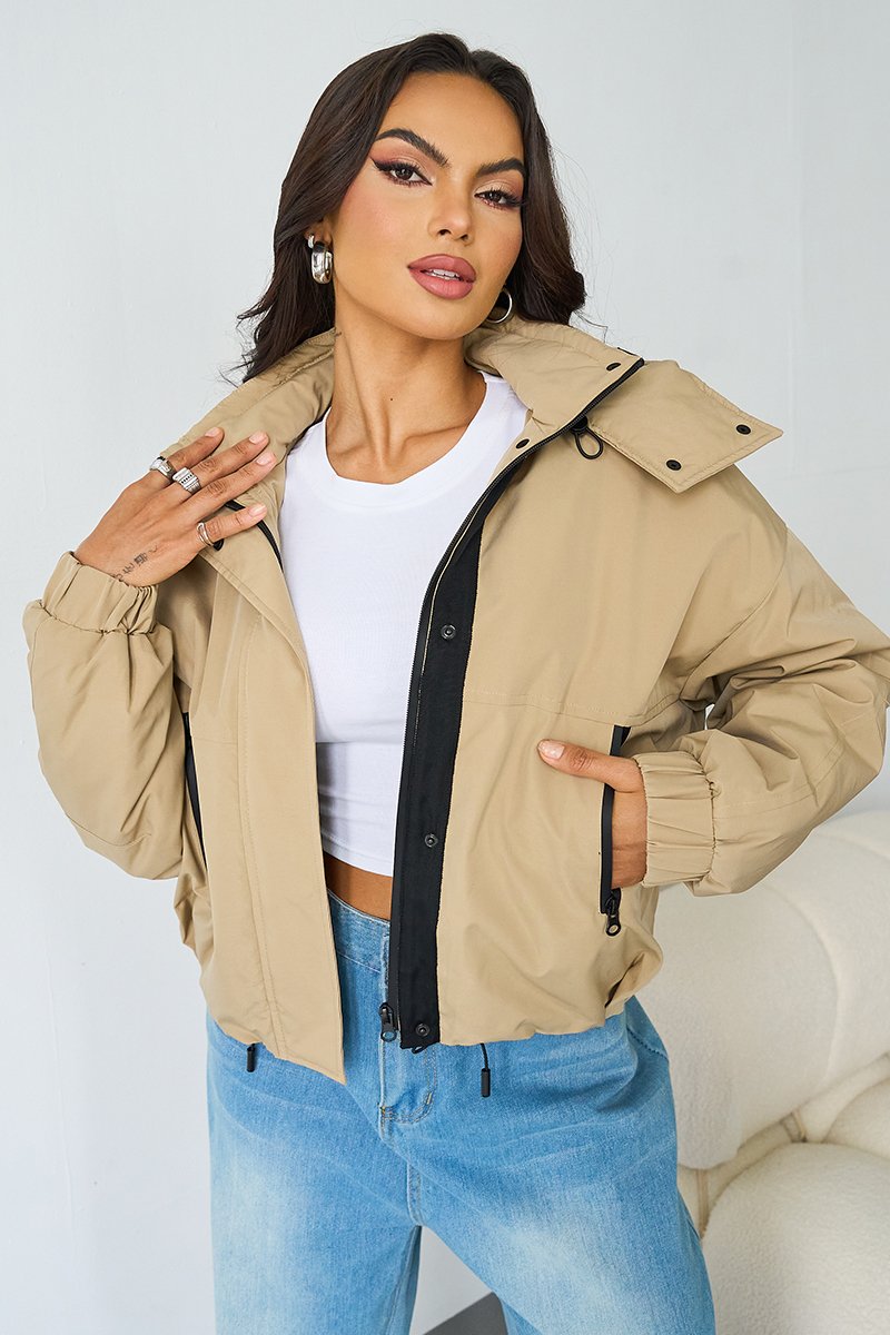 Hooded Zip-Up Trench – Stand Collar & Toggle Fit