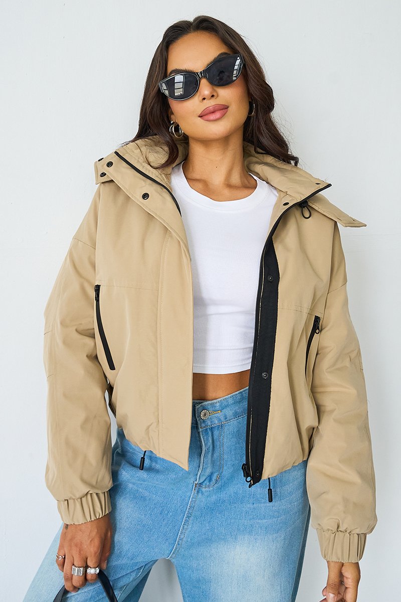 Hooded Zip-Up Trench – Stand Collar & Toggle Fit