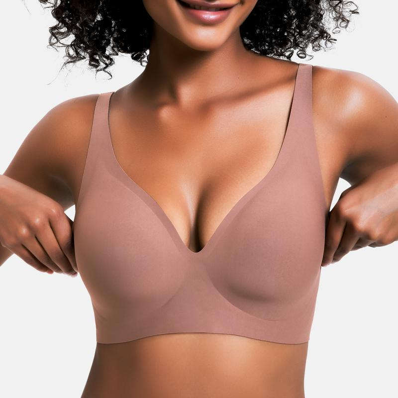 VRCÔMFY Vivid Bloom V-Neck Wireless Bra - Comfort & Lift for Women (VB)