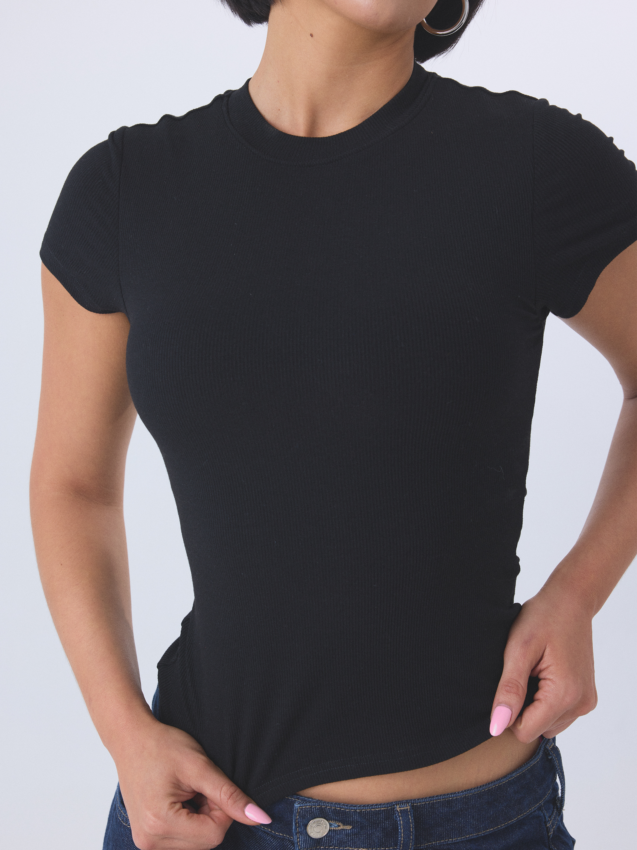 Ribbed Crewneck Brami Tee - Built-In Padding