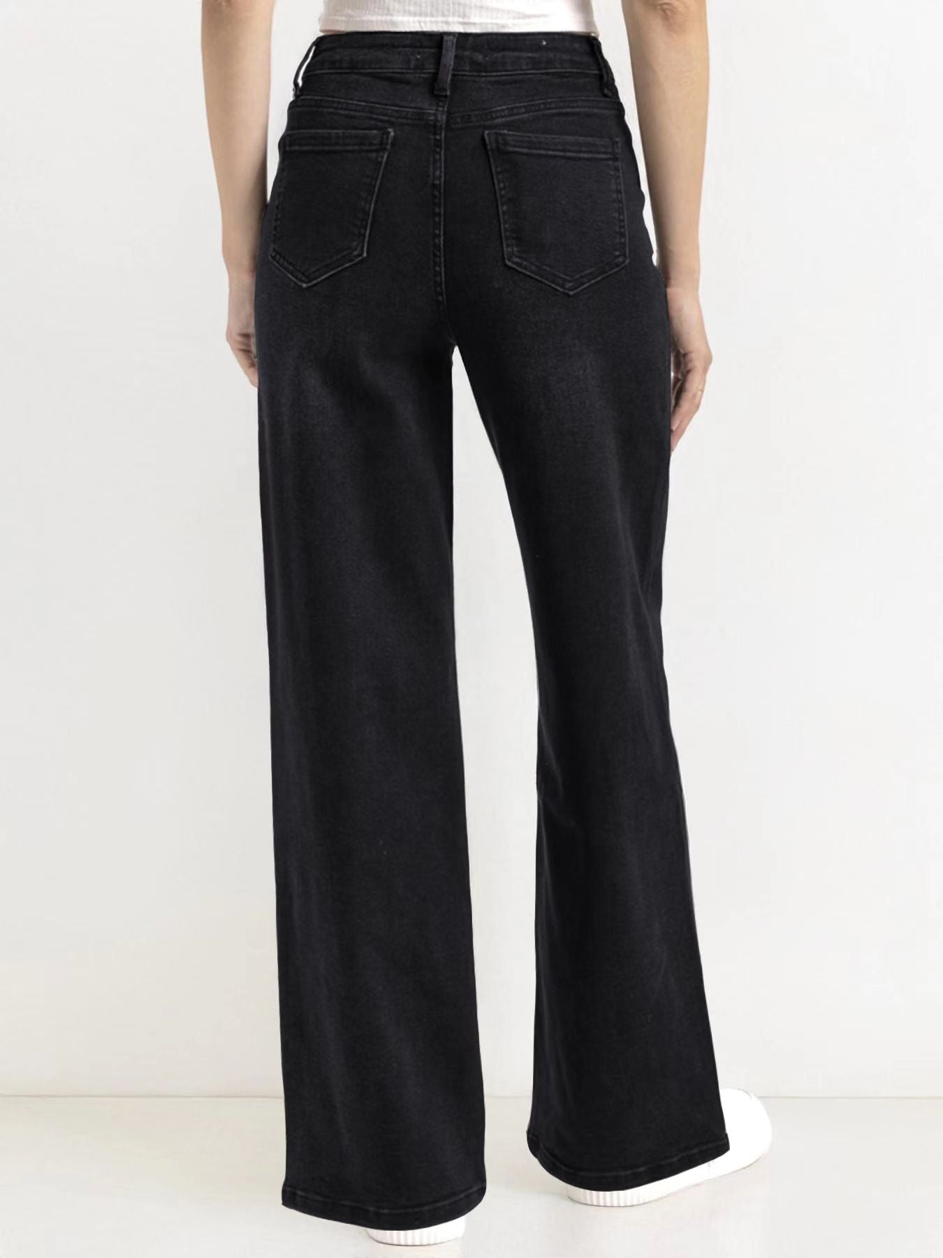 Mid-Rise Stretch Wide-Leg Jeans – Multi-Pocket Design