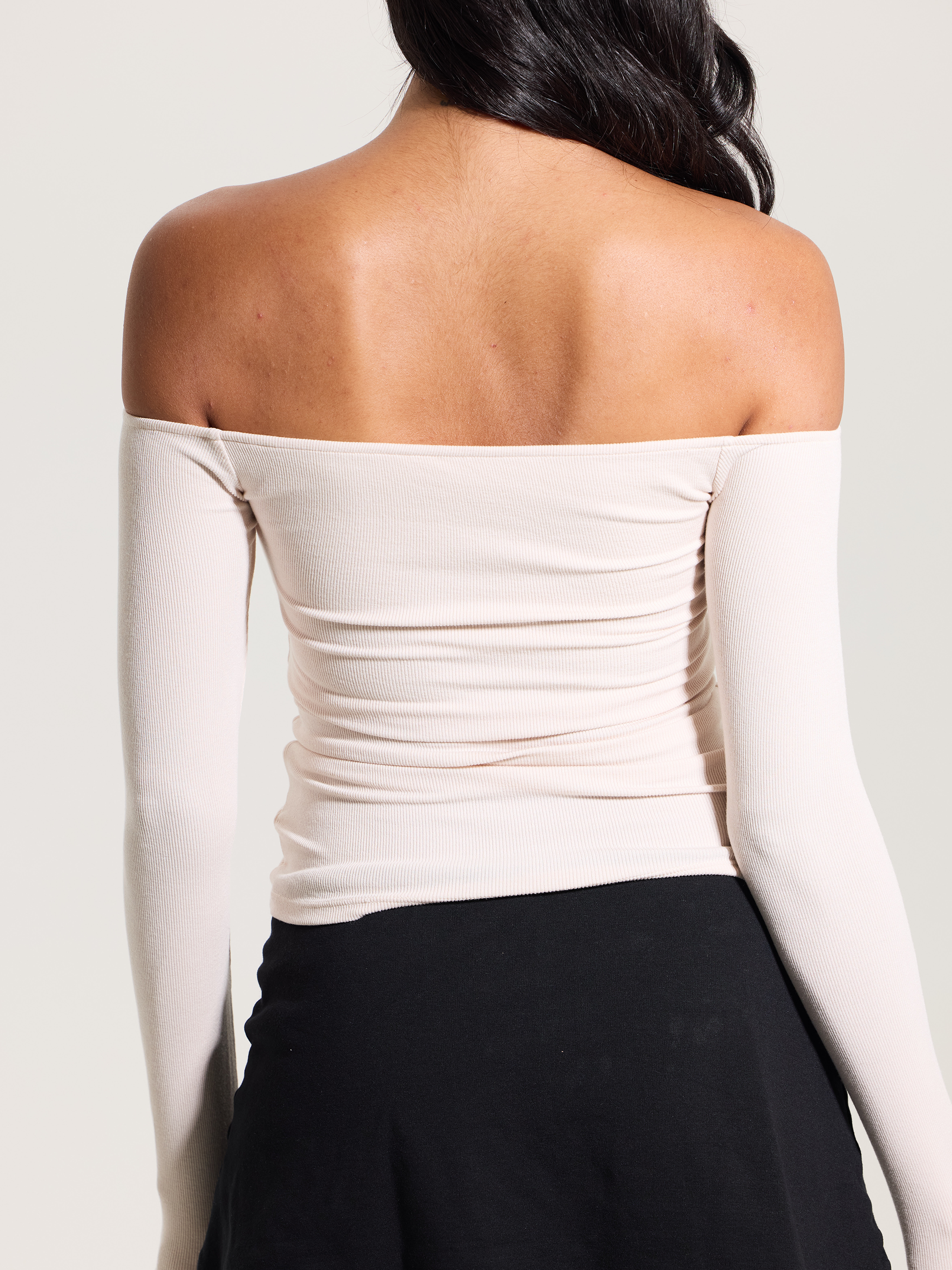 Off-Shoulder Ribbed Brami – Built-In Padding