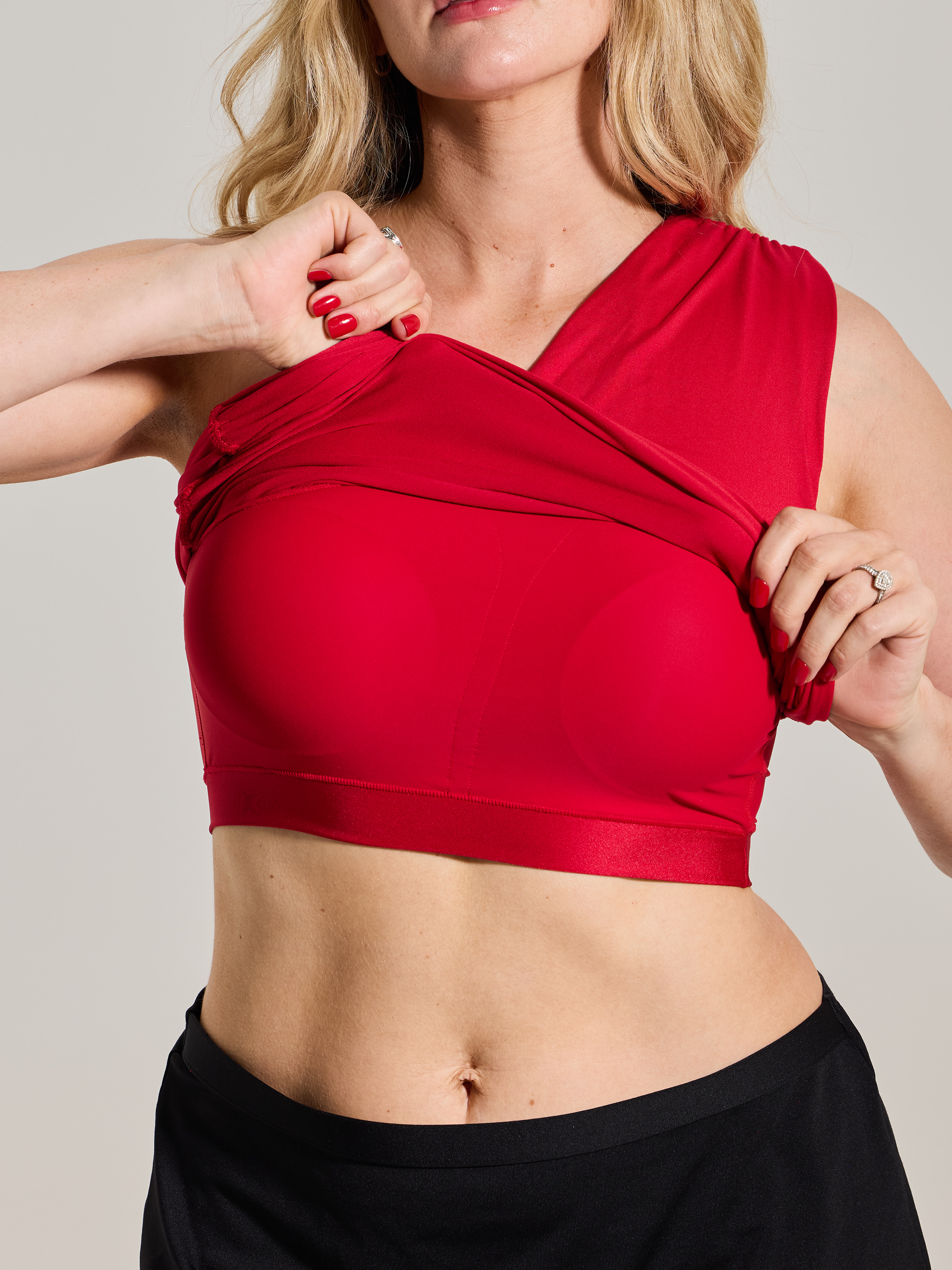 Ruched Asymmetric Top – Ribbed Compressive Fit