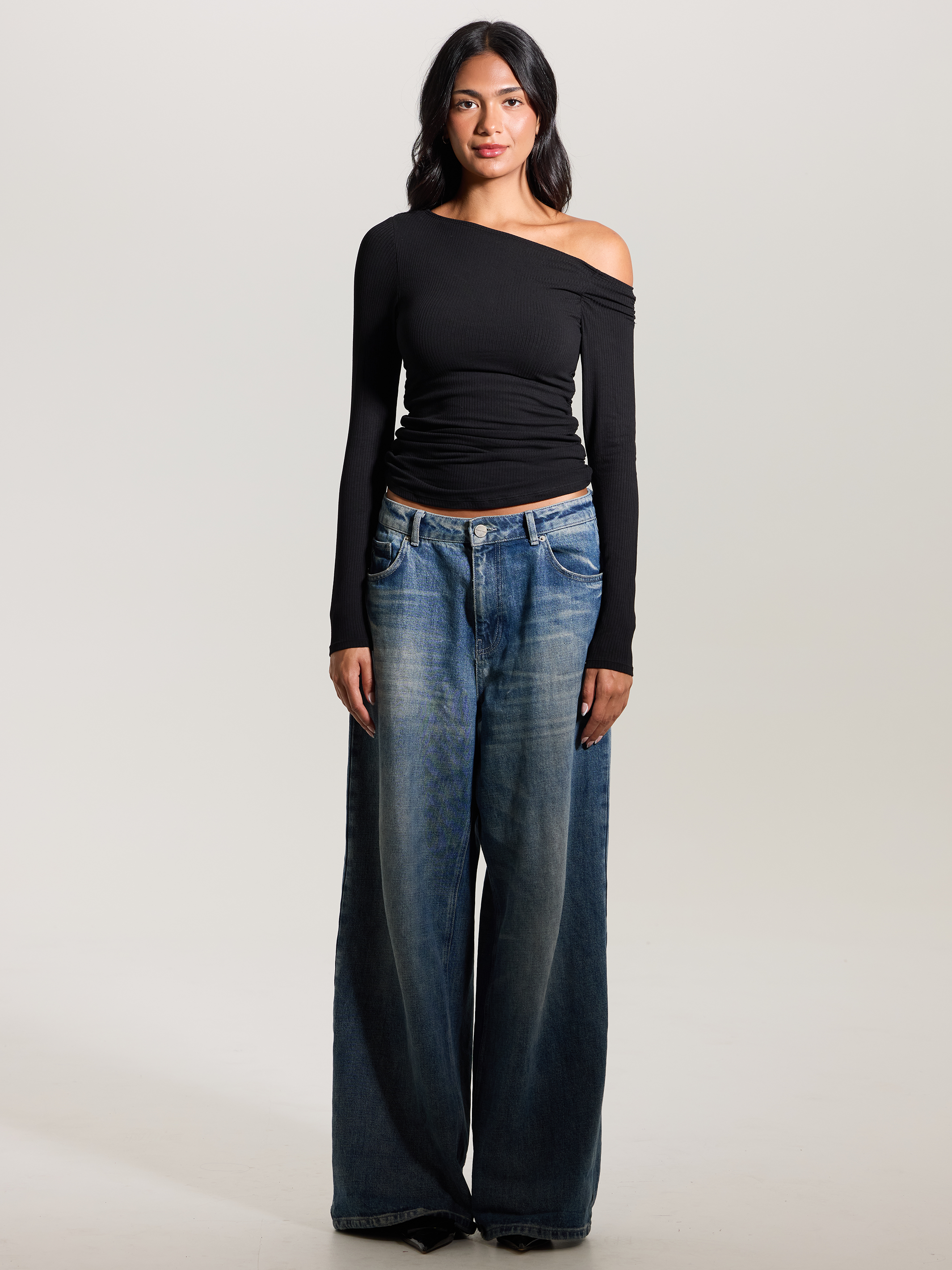 Ruched Asymmetric Top – Built-In Padding