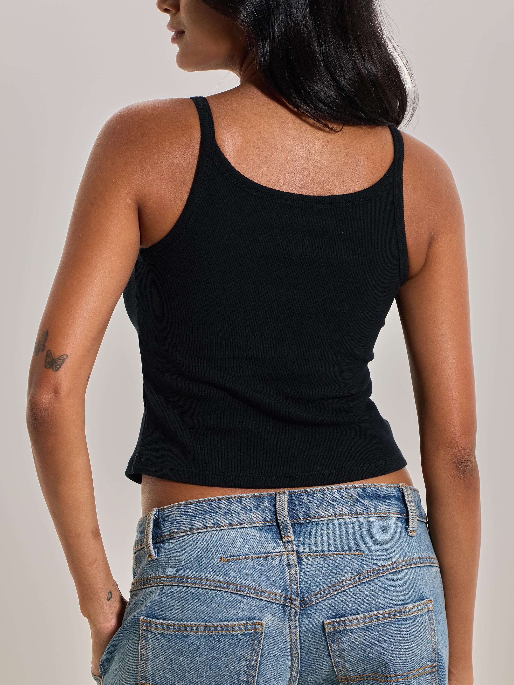 Ribbed Cotton Brami – High Neck Mid-Length