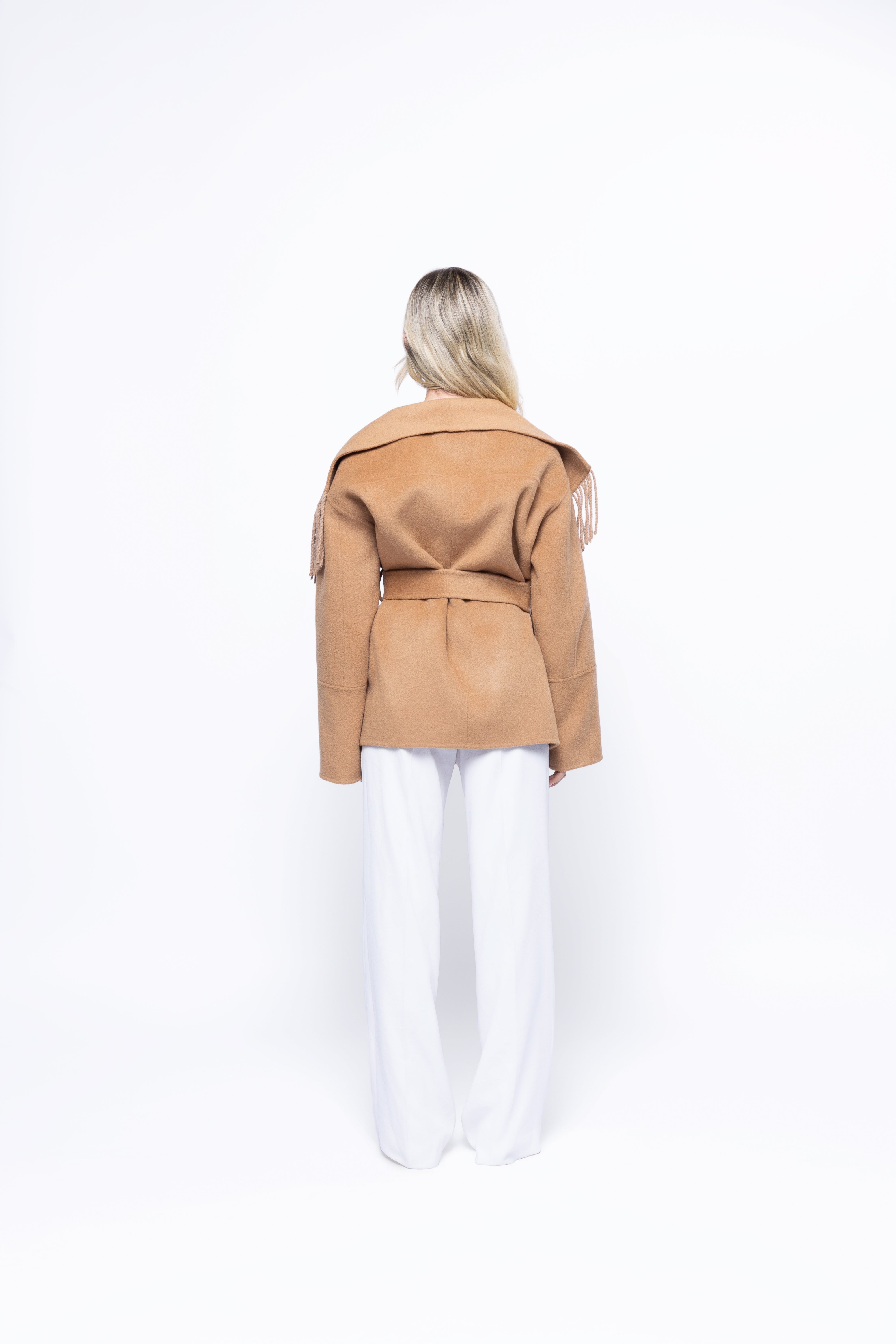 Amara Fringe Wool Wrap Coat – Bohemian Elegance, Modern Edge