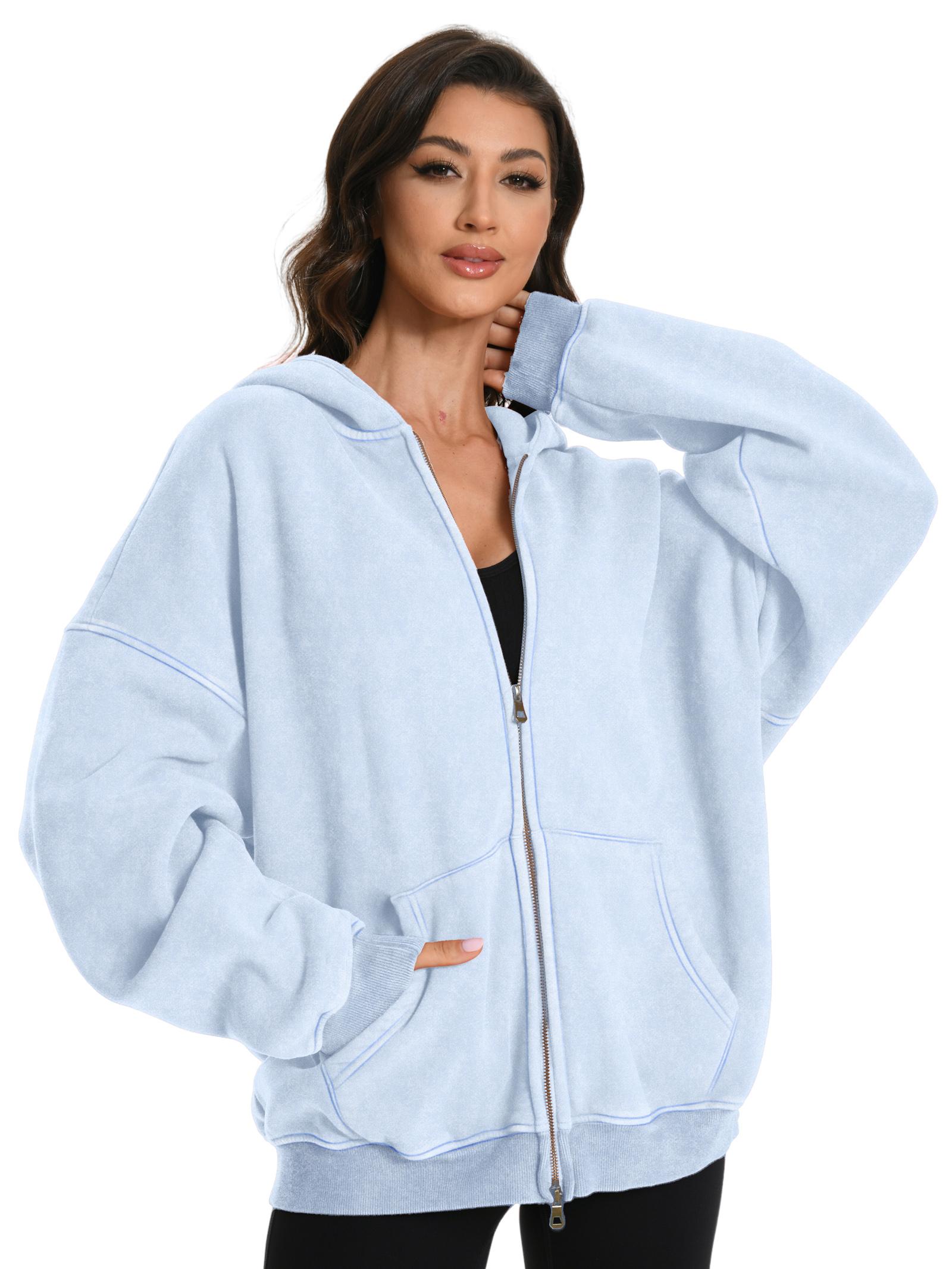Double Zip Oversized Acid Wash Hoodie – Heavyweight Comfort, Everyday Edge