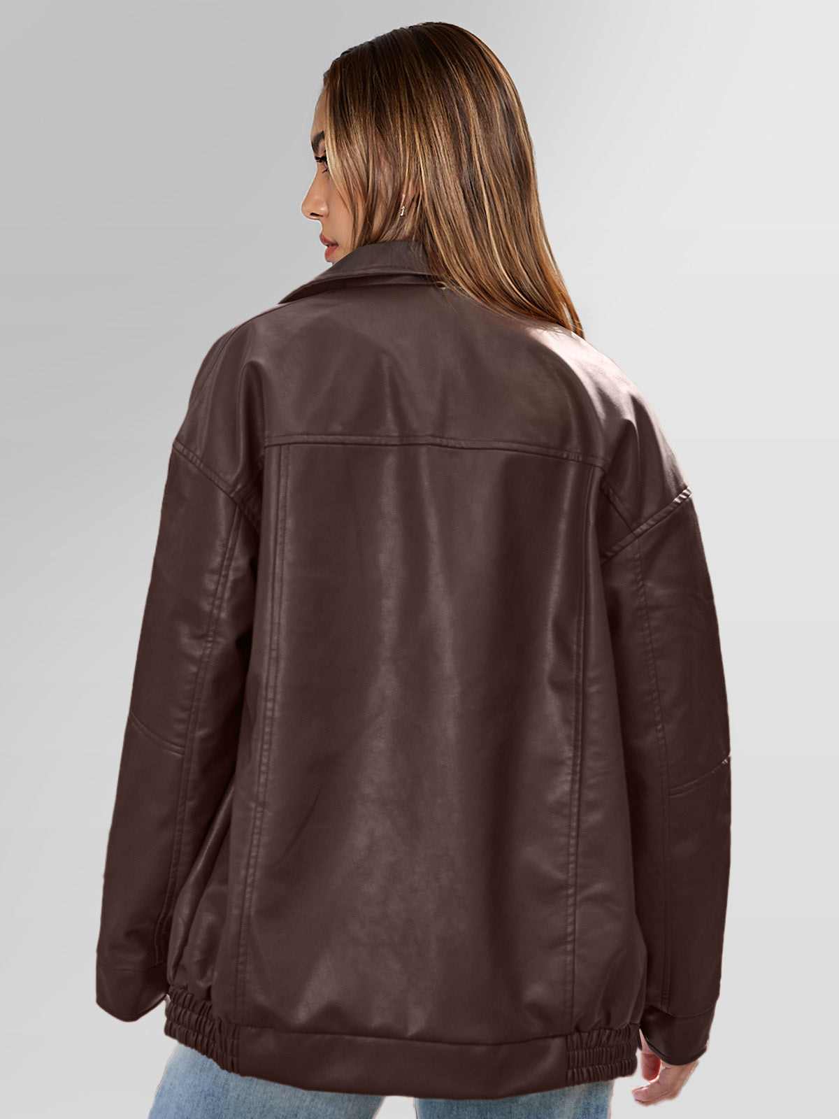 Oversized Relaxed Moto Jacket – Notch Collar & Pockets