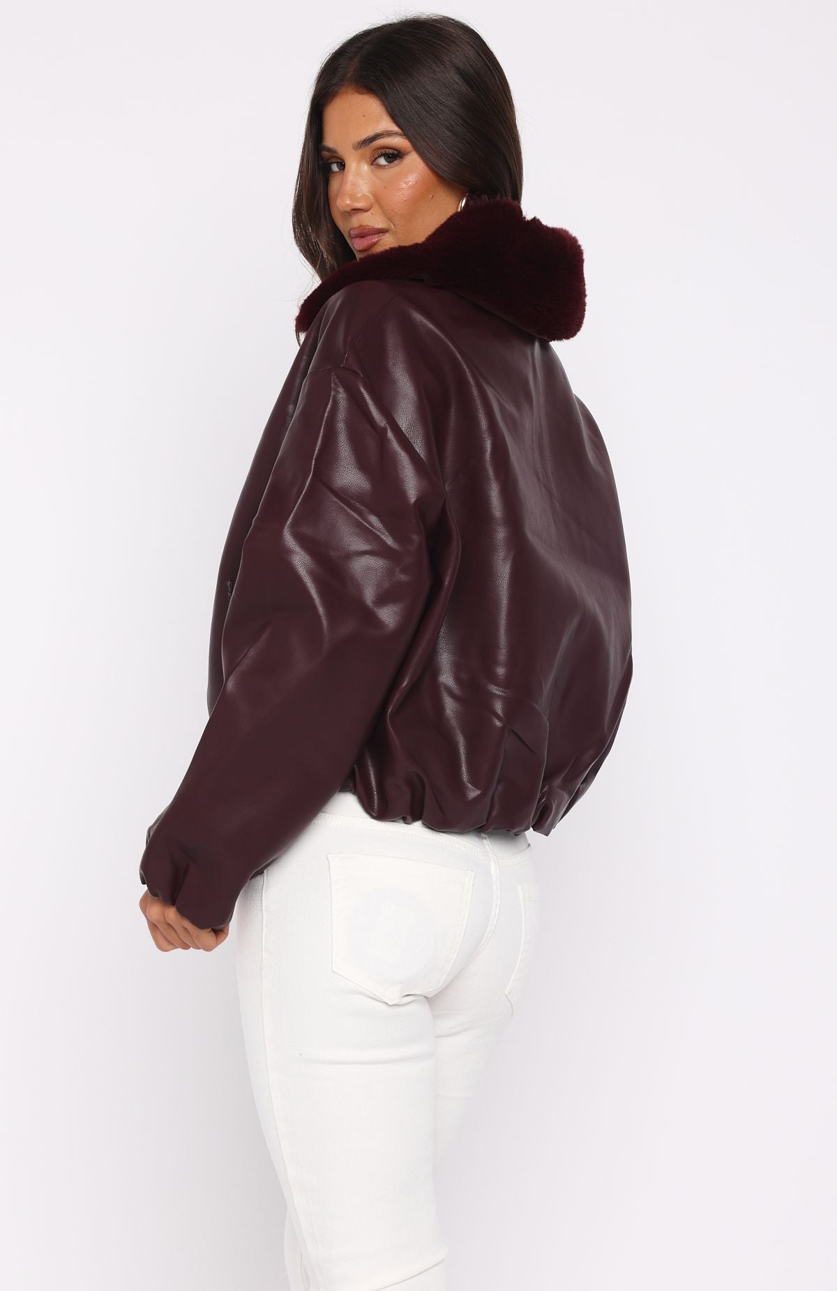 No Competition Pu Bomber Jacket