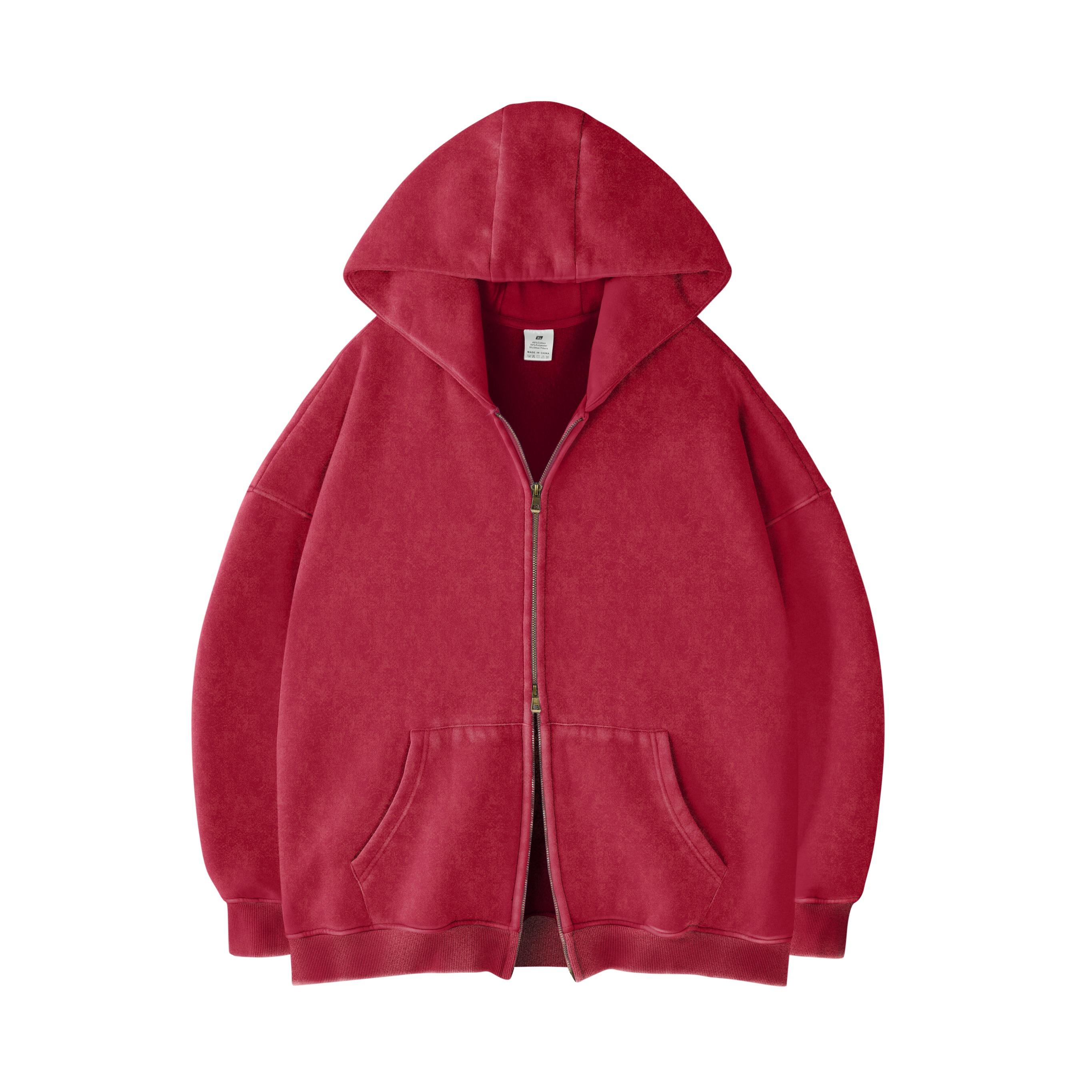 Double Zip Oversized Acid Wash Hoodie – Heavyweight Comfort, Everyday Edge