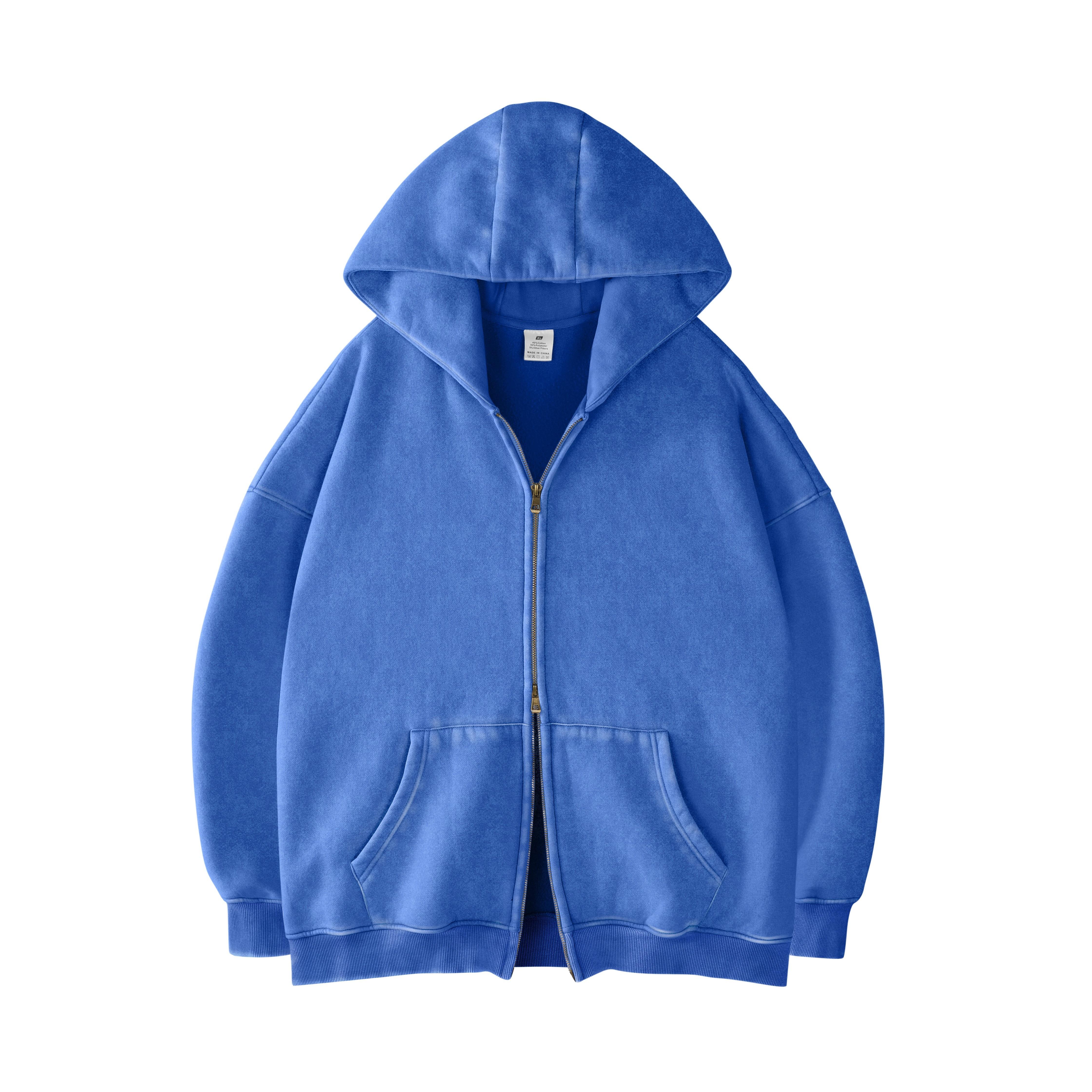 Double Zip Oversized Acid Wash Hoodie – Heavyweight Comfort, Everyday Edge