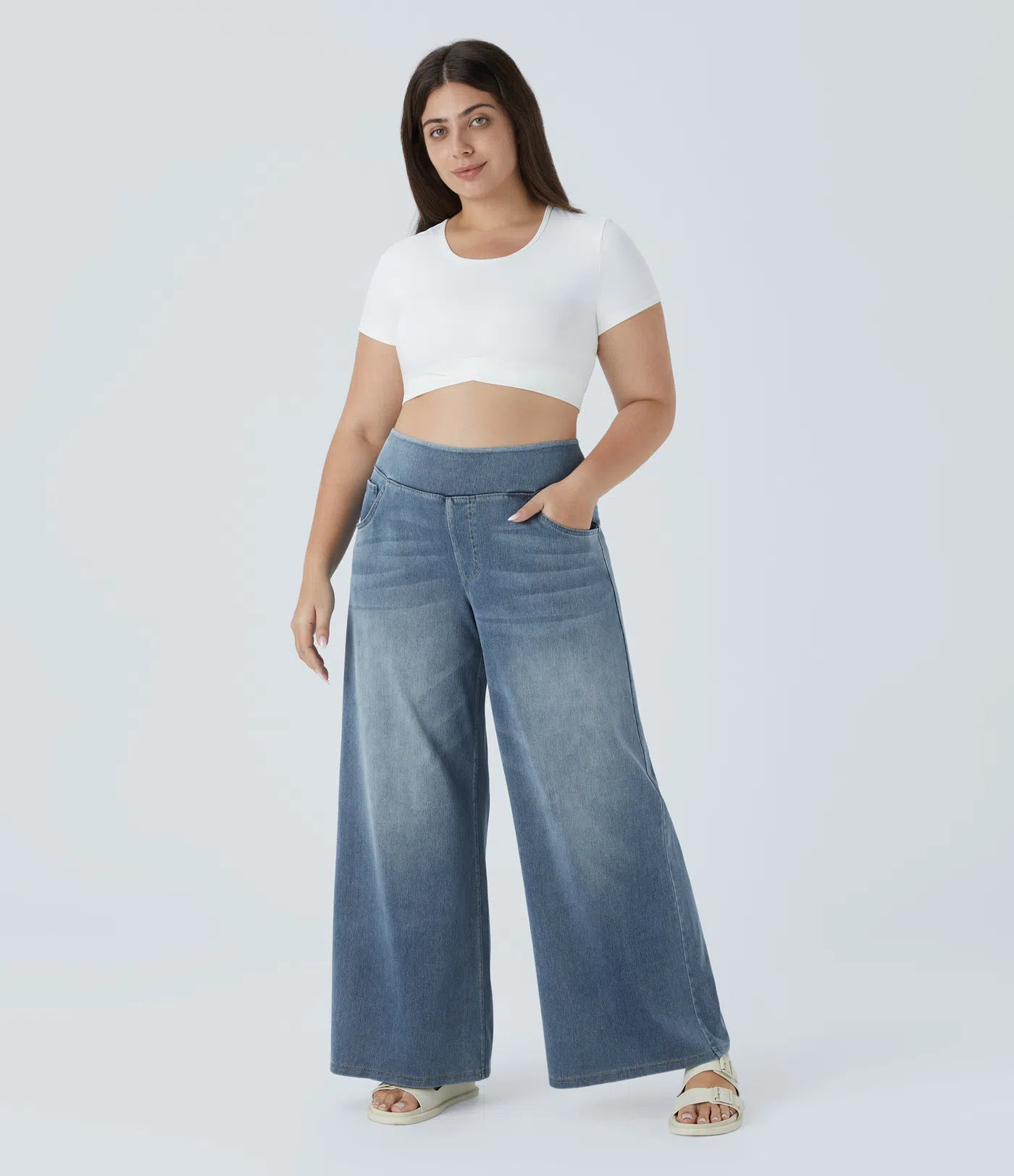 High-Waist Wide-Leg Jeans – Stretch Fit