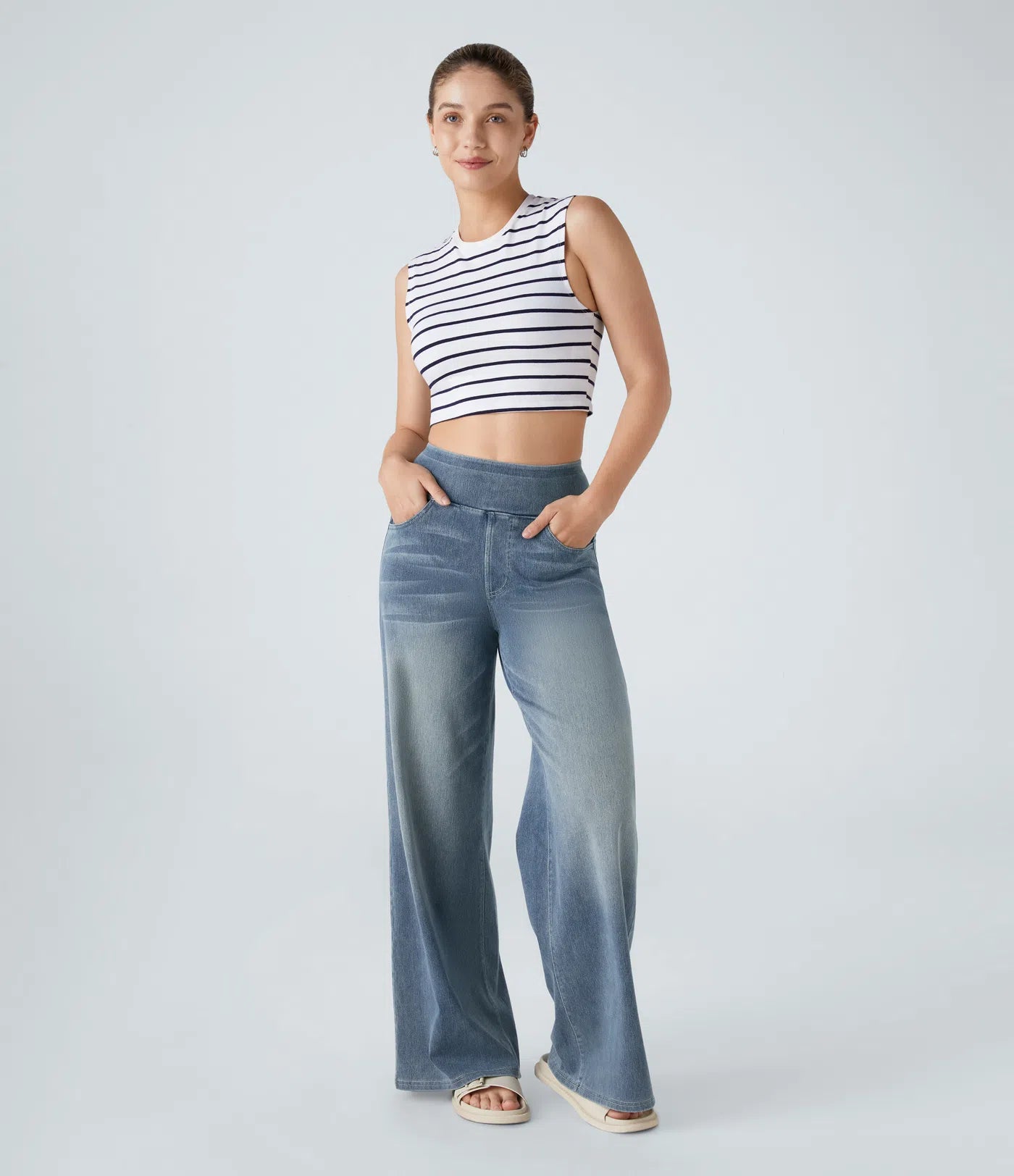 High-Waist Wide-Leg Jeans – Stretch Fit