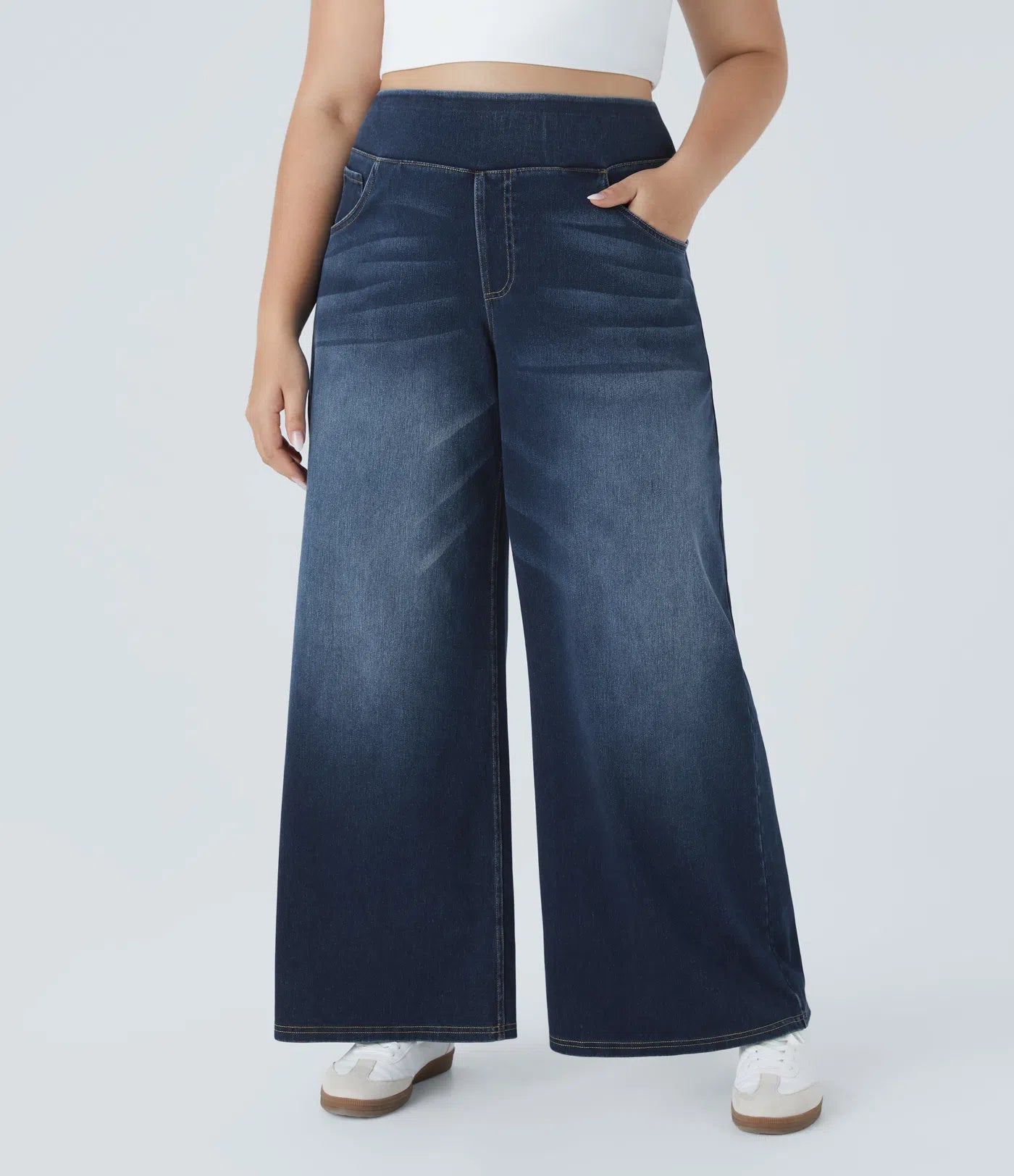 High-Waist Wide-Leg Jeans – Stretch Fit