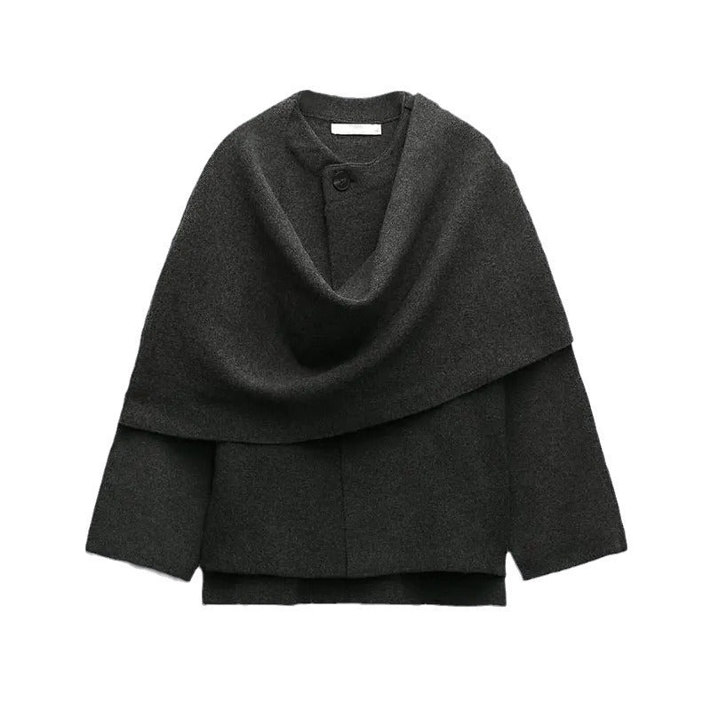 Iris Oversized Warm Coat – Elegant Asymmetrical Draped cut