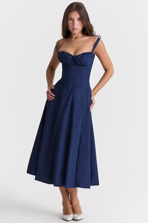 Carmen Midi Dress - Navy