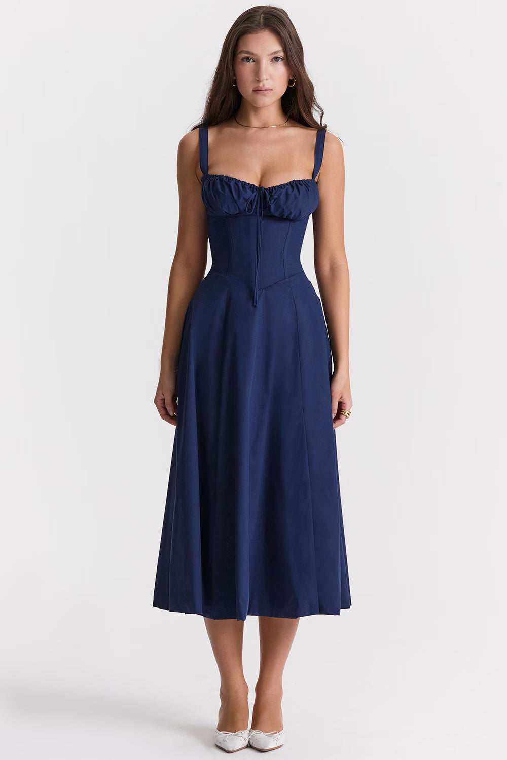 Carmen Midi Dress - Navy
