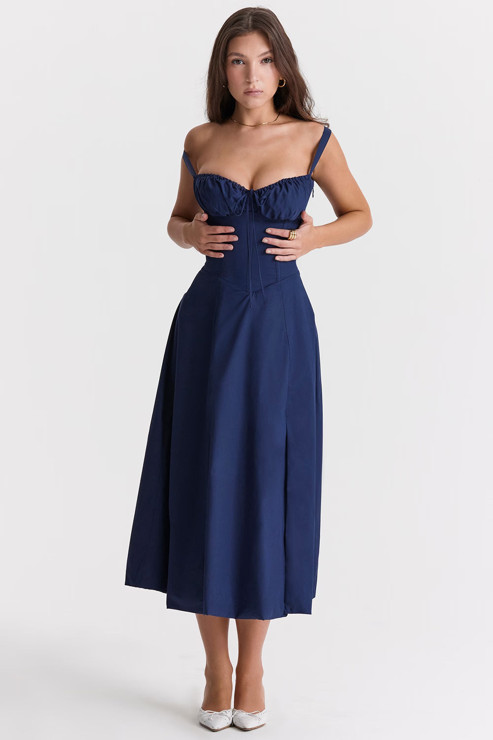 Carmen Midi Dress - Navy