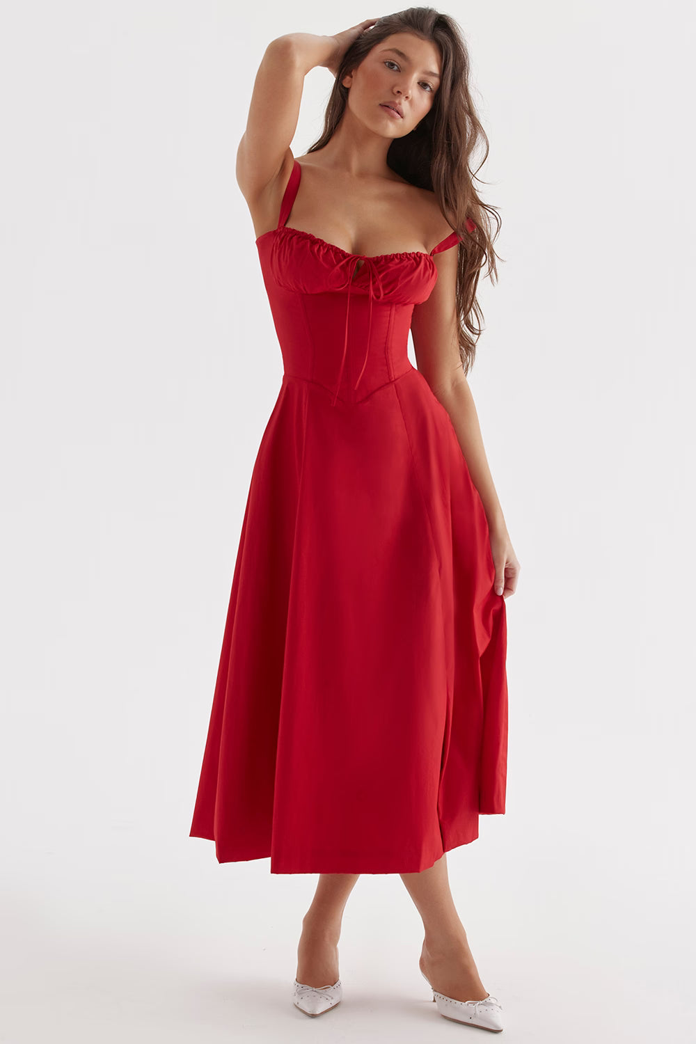 Carmen Midi Dress - Red