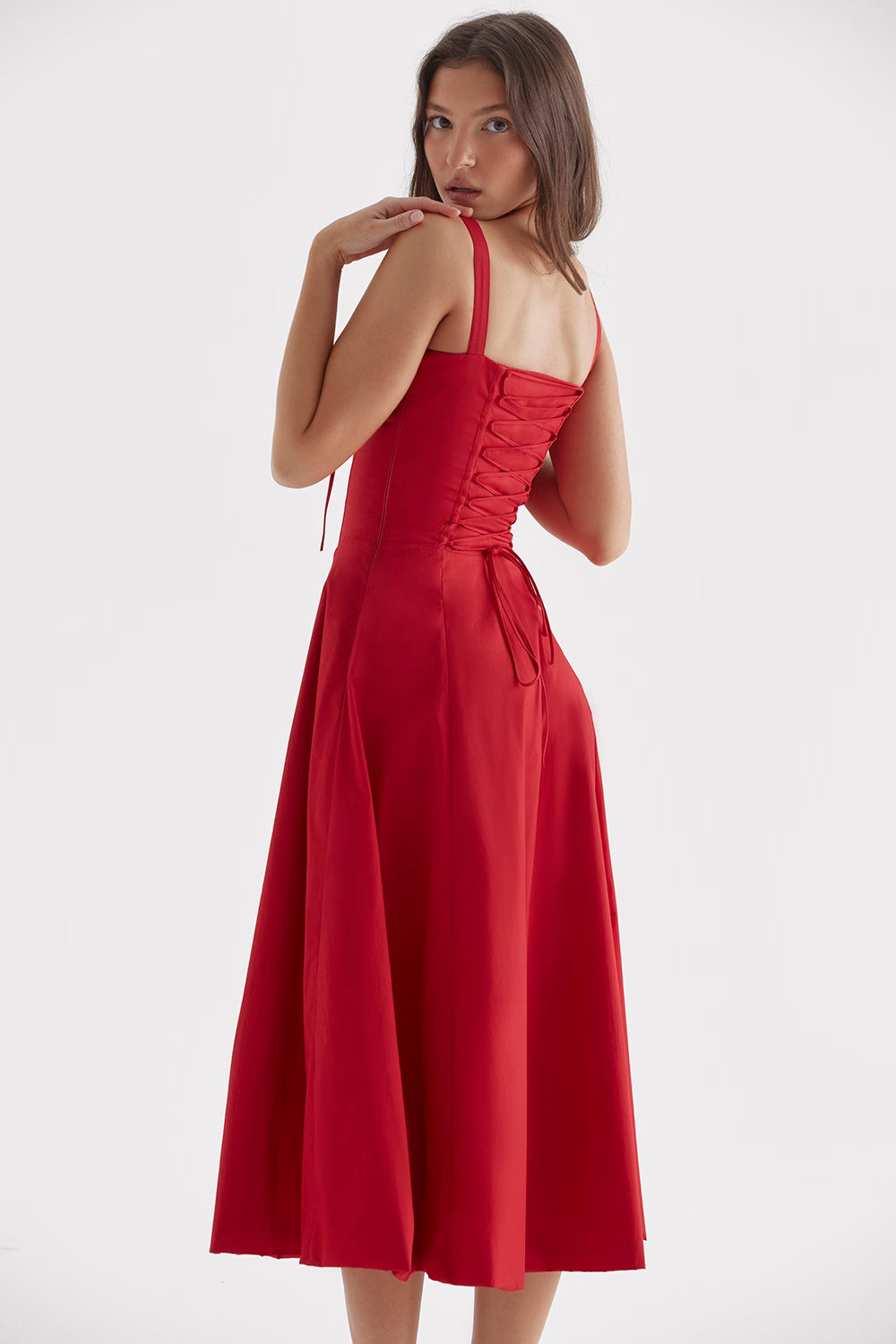 Carmen Midi Dress - Red