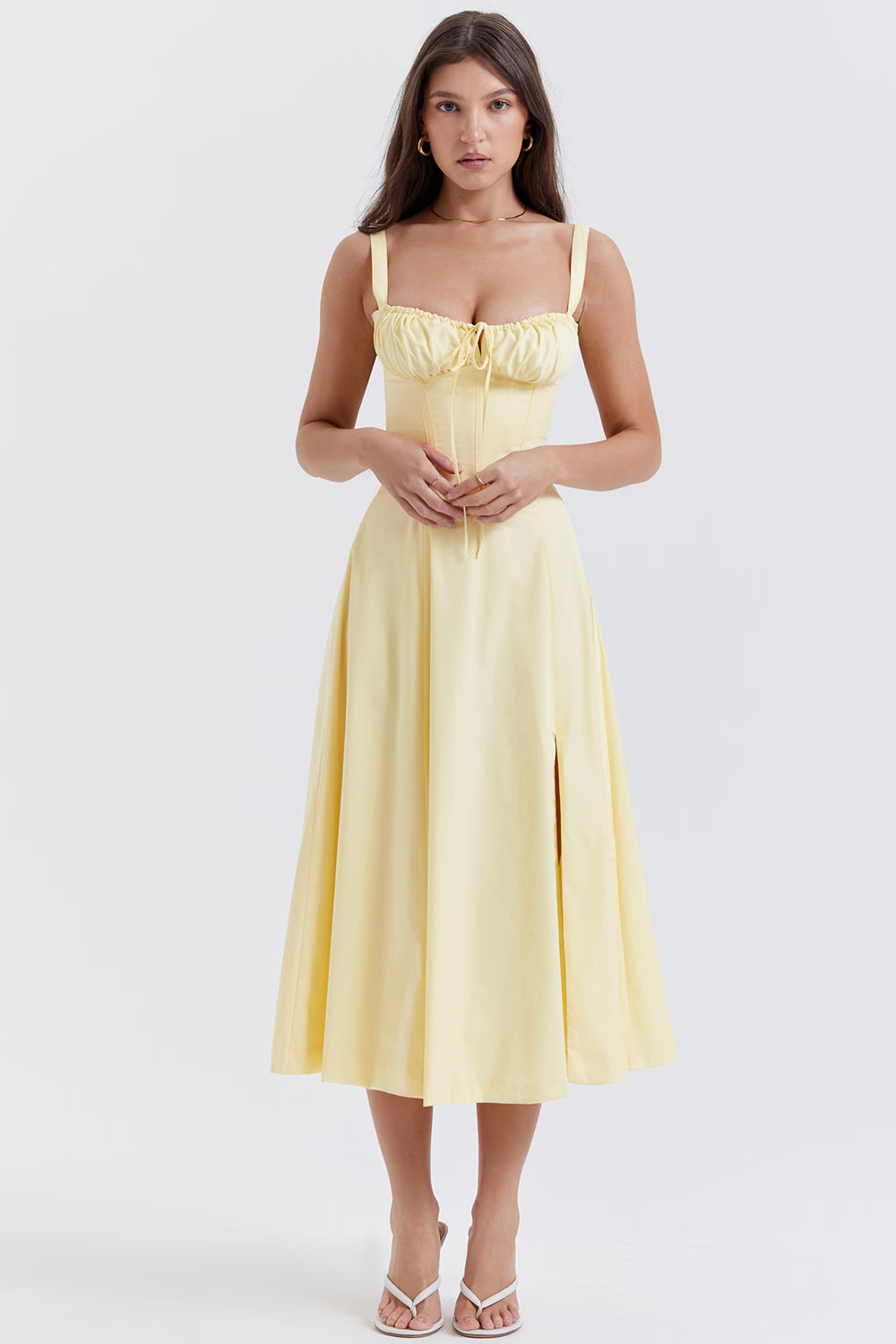 Carmen Midi Dress - Lemon