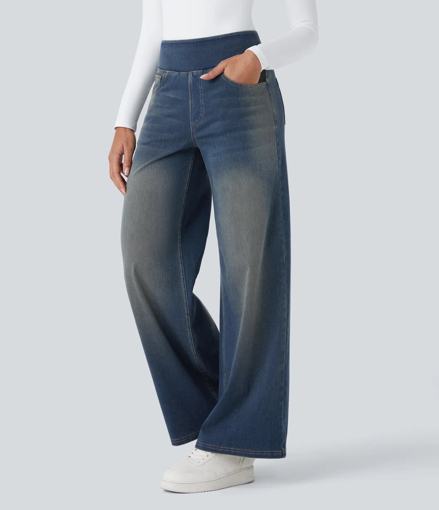 High-Waist Wide-Leg Jeans – Stretch Fit