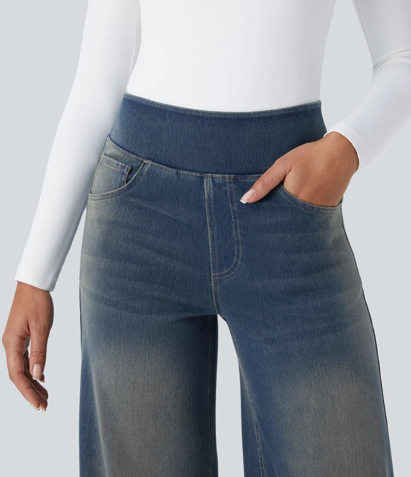 High-Waist Wide-Leg Jeans – Stretch Fit