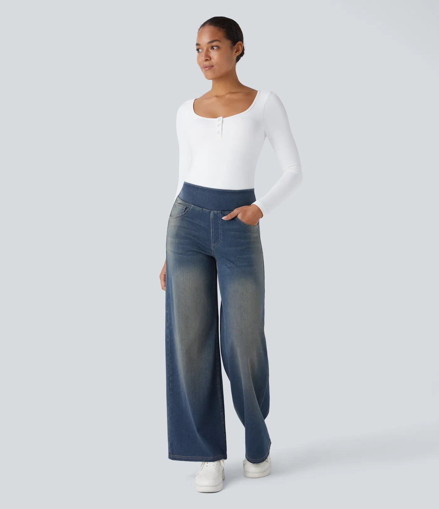 High-Waist Wide-Leg Jeans – Stretch Fit