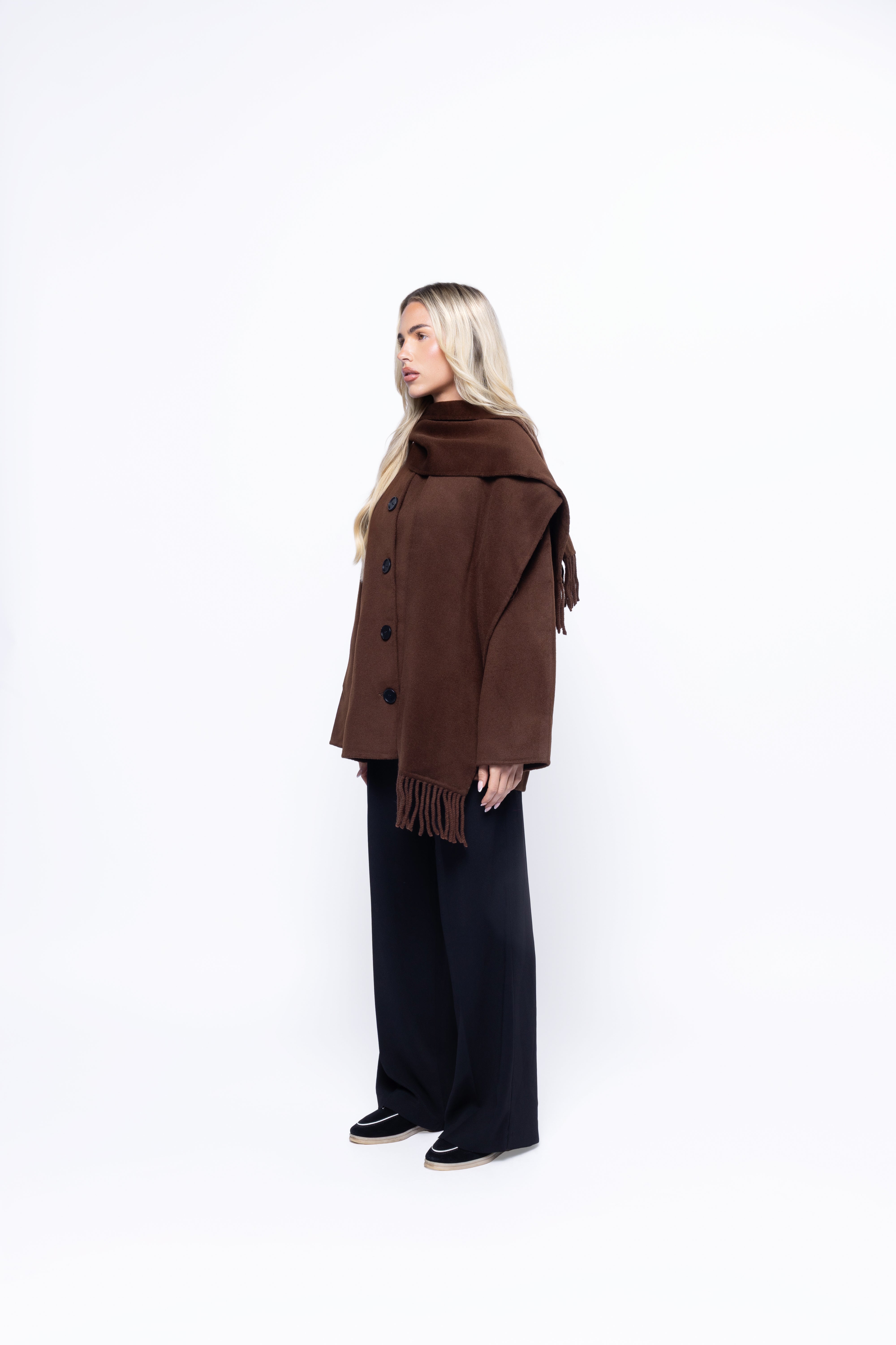 Siena Wool-Blend Scarf Coat – Effortless Elegance, Timeless Warmth