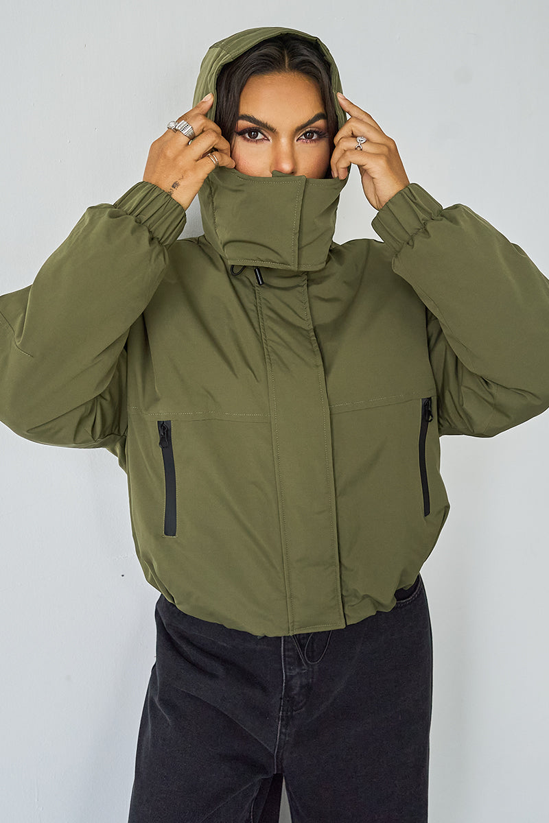 Hooded Zip-Up Trench – Stand Collar & Toggle Fit