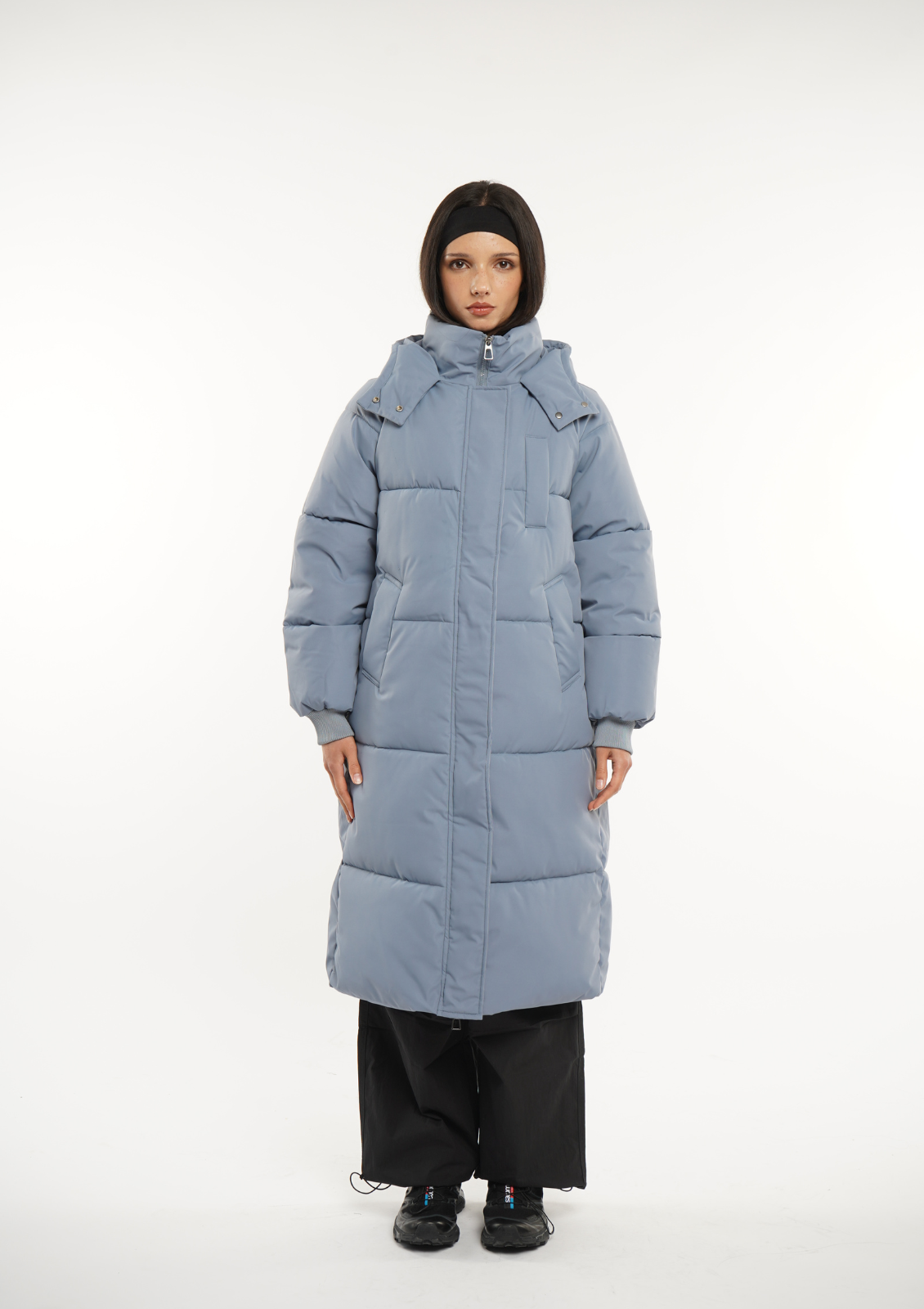 Hooded Long Puffer – Warm Hood & Deep Patch Pockets