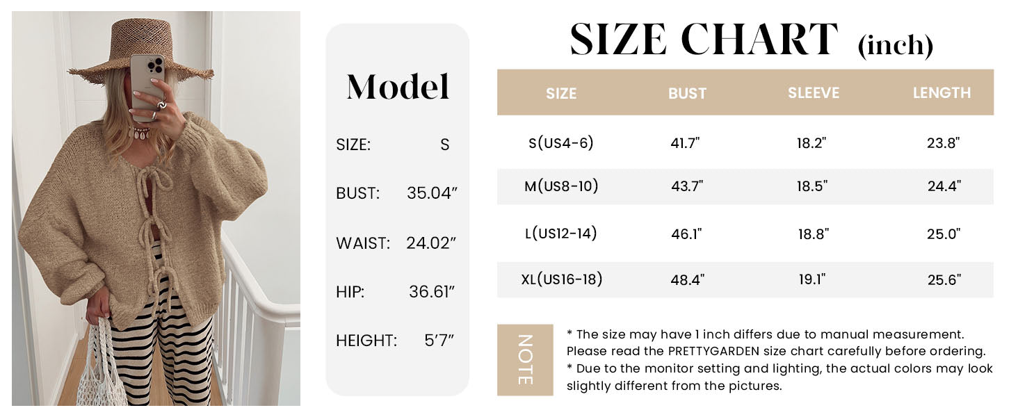 Tie-Front Bow Cardigan – Chunky Knit & Puff Sleeves