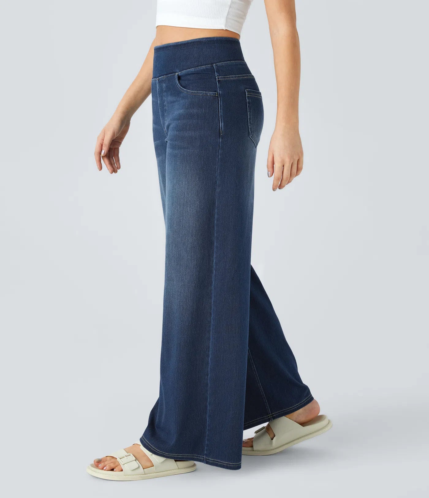 High-Waist Wide-Leg Jeans – Stretch Fit