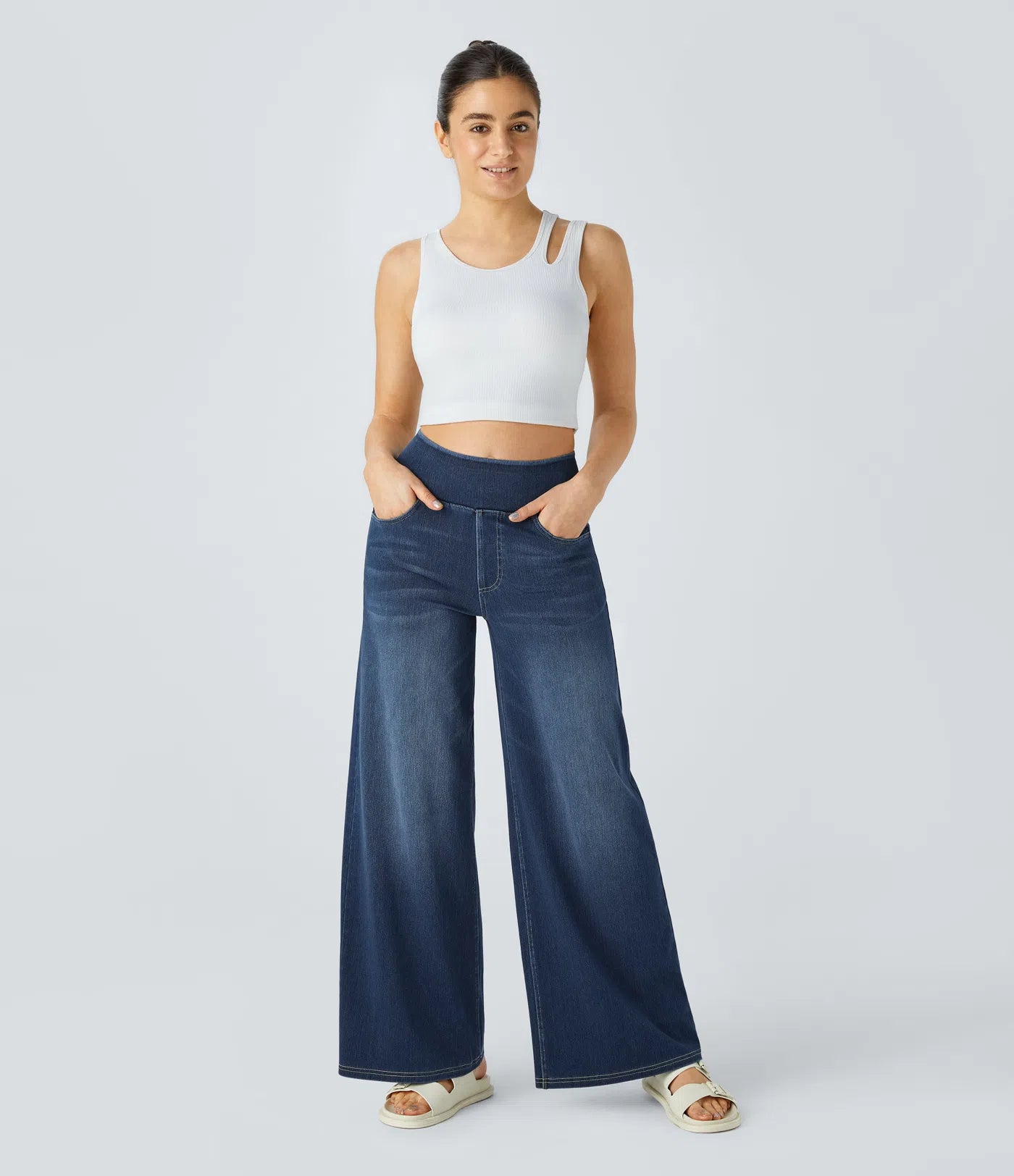 High-Waist Wide-Leg Jeans – Stretch Fit